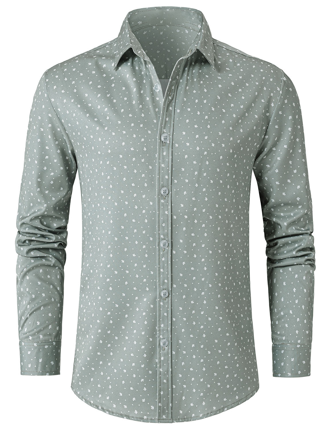 Camisa Green casual estampado de manga larga para hombre