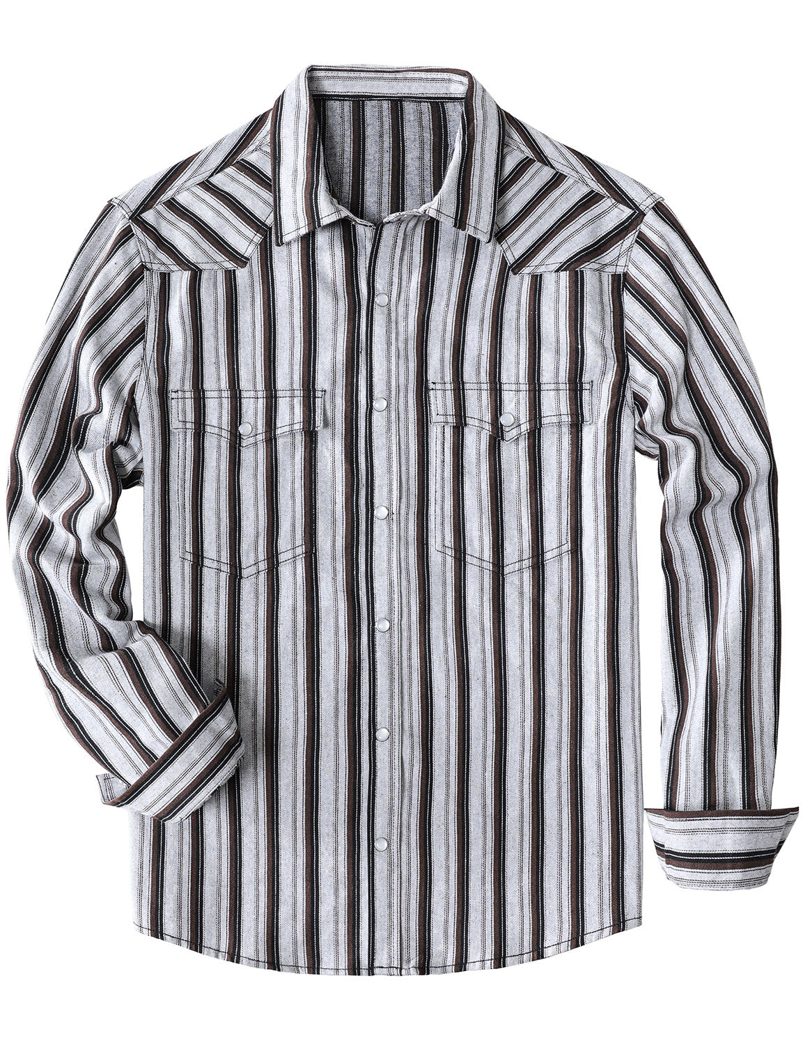 Camisa White a rayas Western Pearl Snap casual Denim para hombre