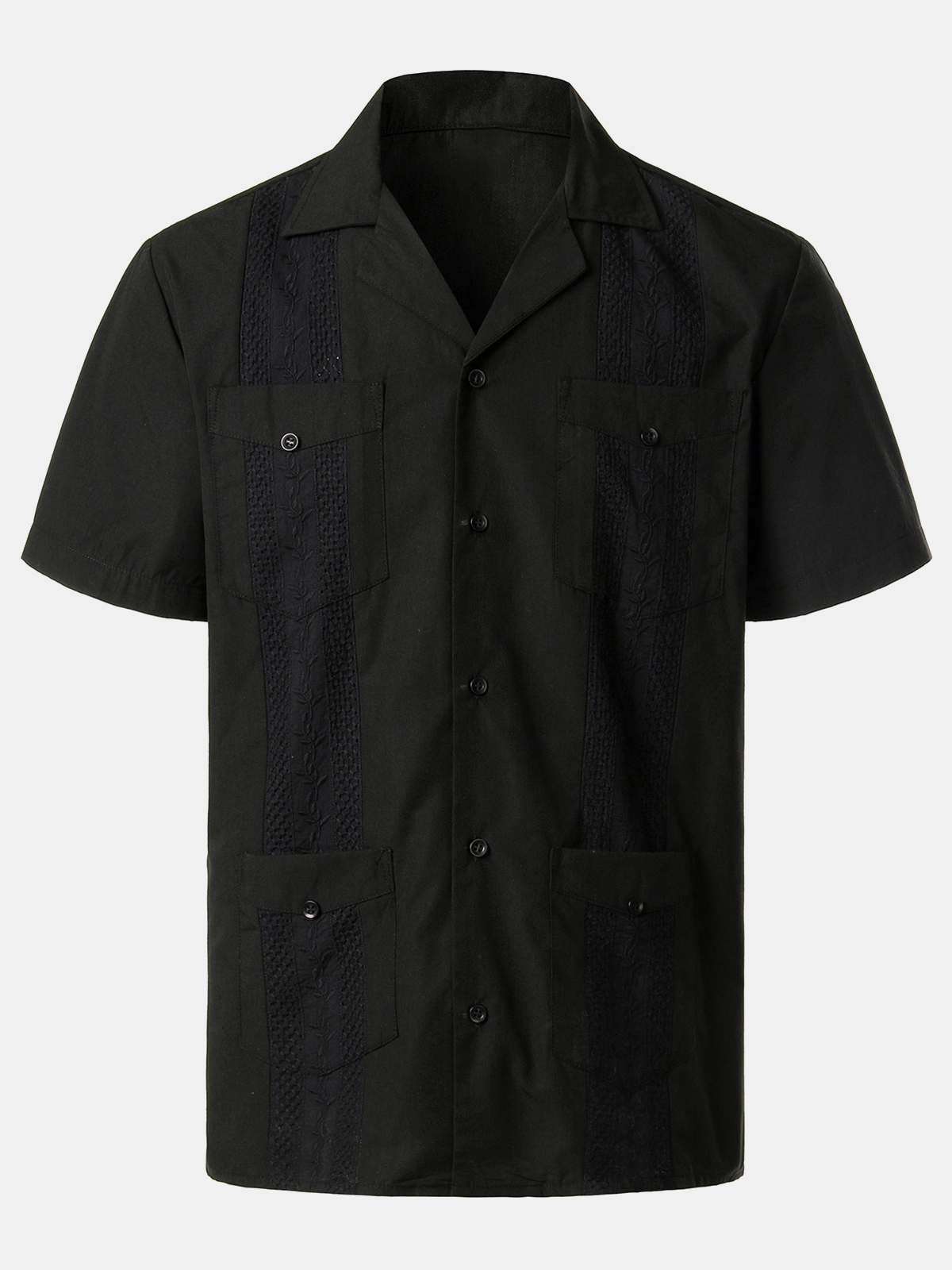 Camisa de color sólido de algodón de manga corta para hombre