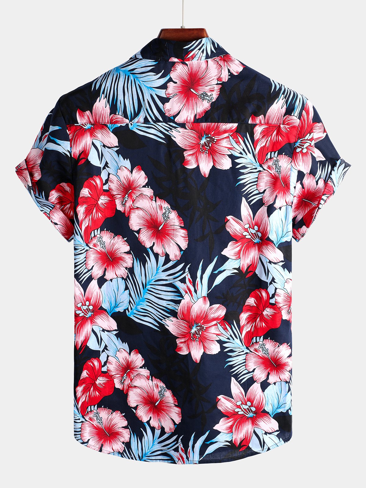 Camisa Hawaii Tropical Plant estampado floral de algodón para hombre