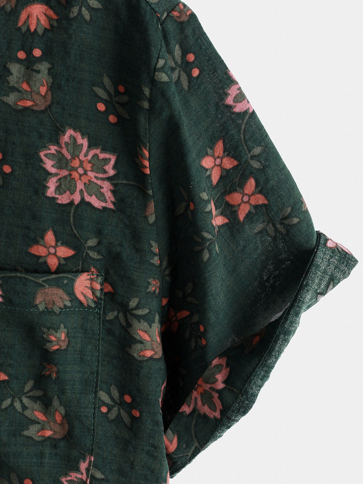 Camisa floral estampado vintage Holiday Green Hawaiian de manga corta para hombre