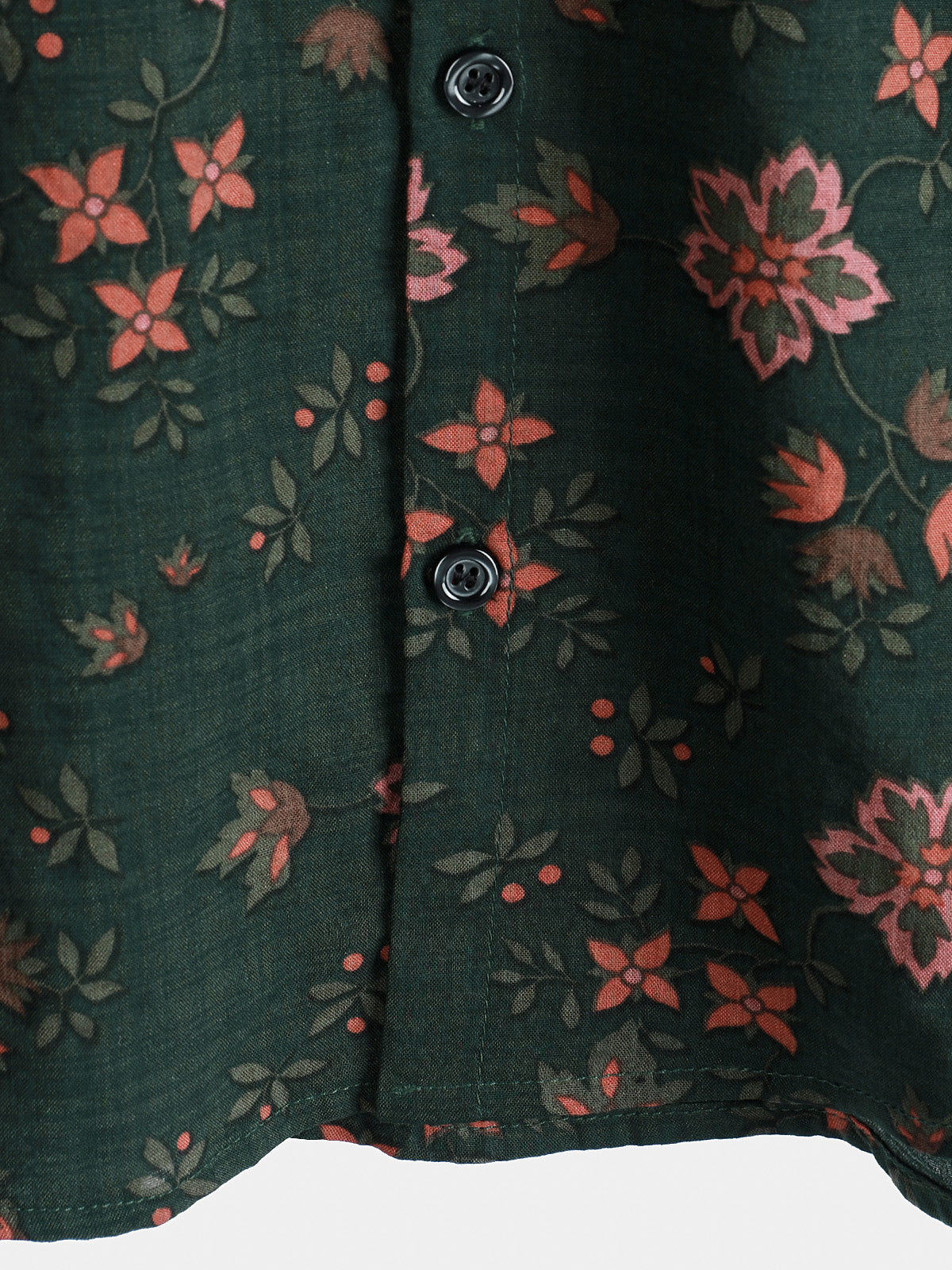 Camisa floral estampado vintage Holiday Green Hawaiian de manga corta para hombre