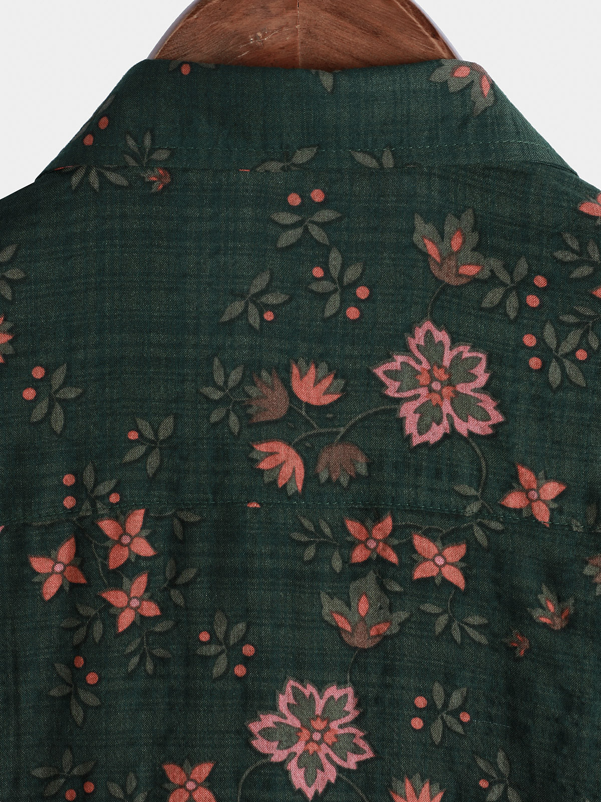 Camisa floral estampado vintage Holiday Green Hawaiian de manga corta para hombre