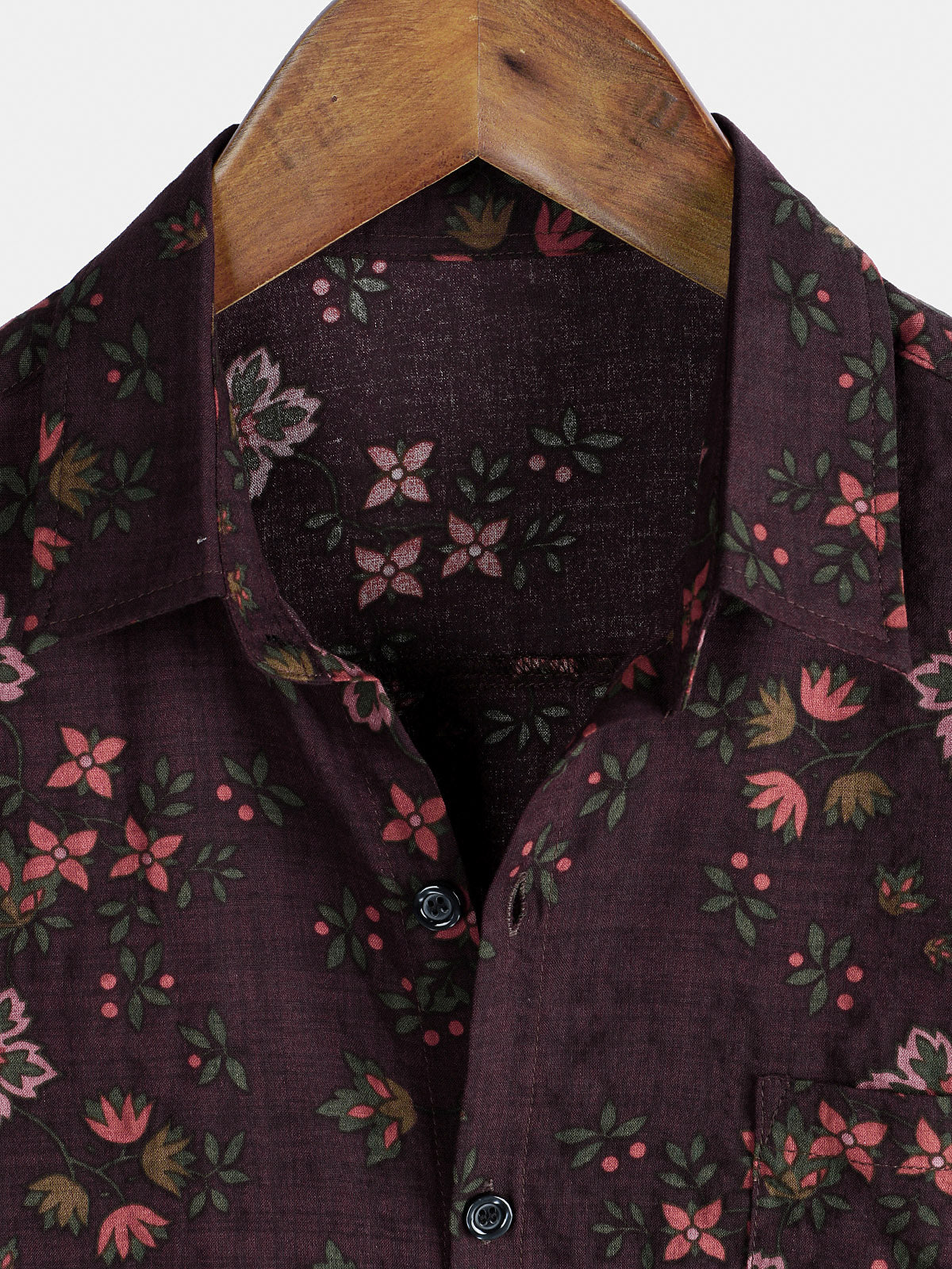 Camisa floral estampado vintage Holiday Brown Hawaiian de manga corta para hombre