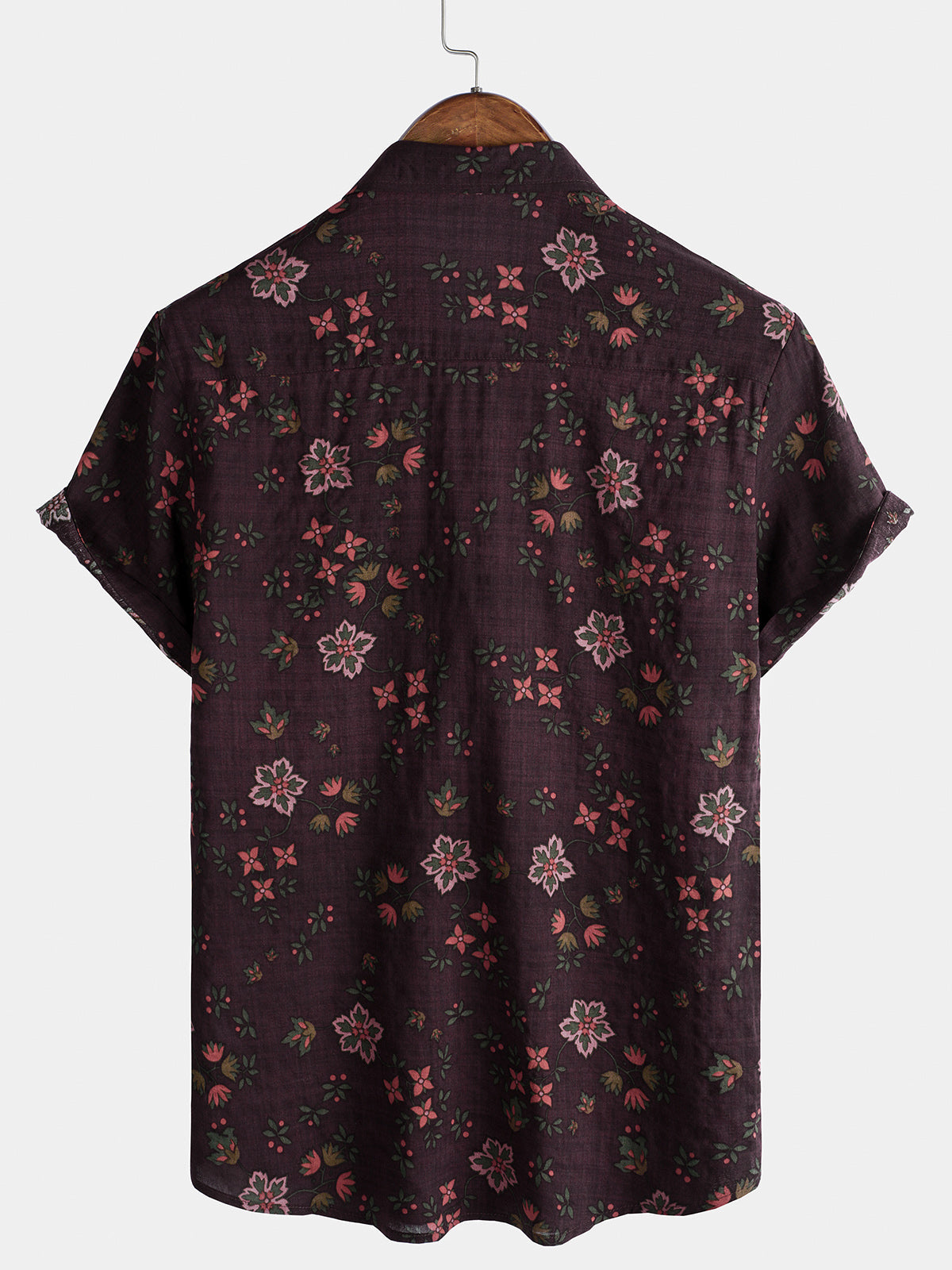 Camisa floral estampado vintage Holiday Brown Hawaiian de manga corta para hombre