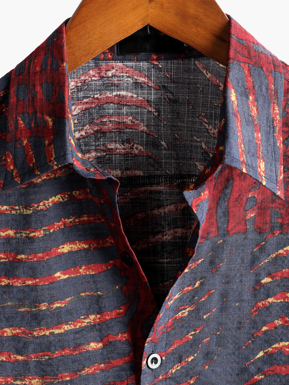 Camisa casual a rayas estampado de manga corta para hombre