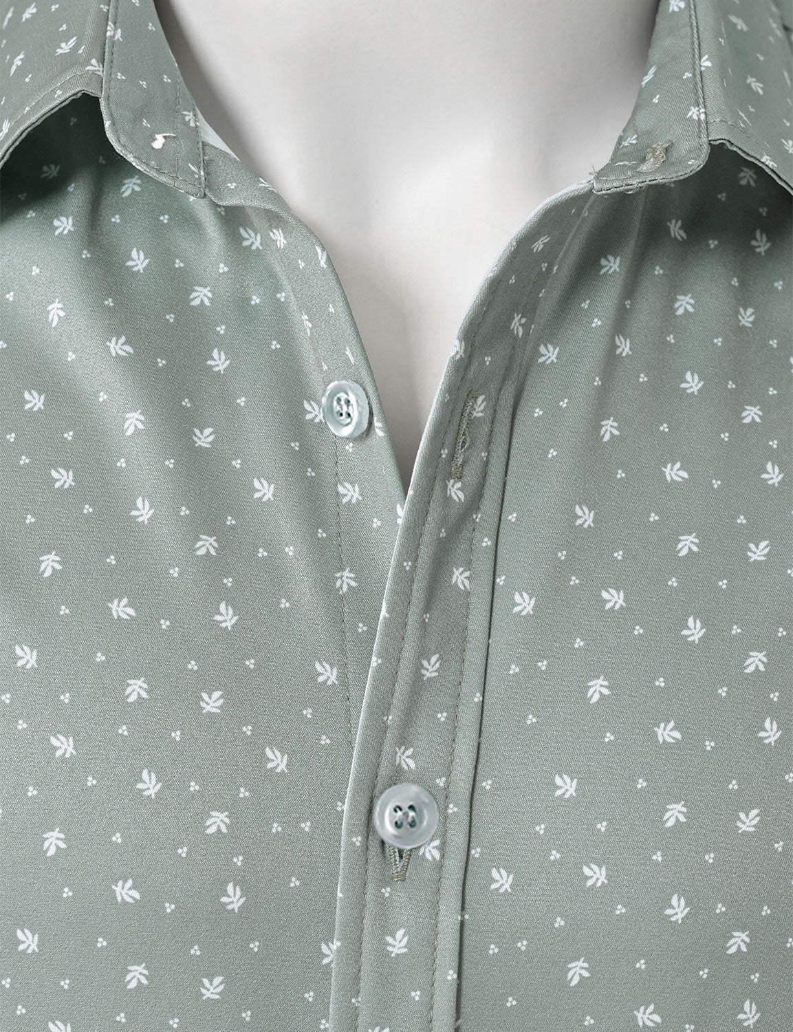Camisa Green casual estampado de manga larga para hombre