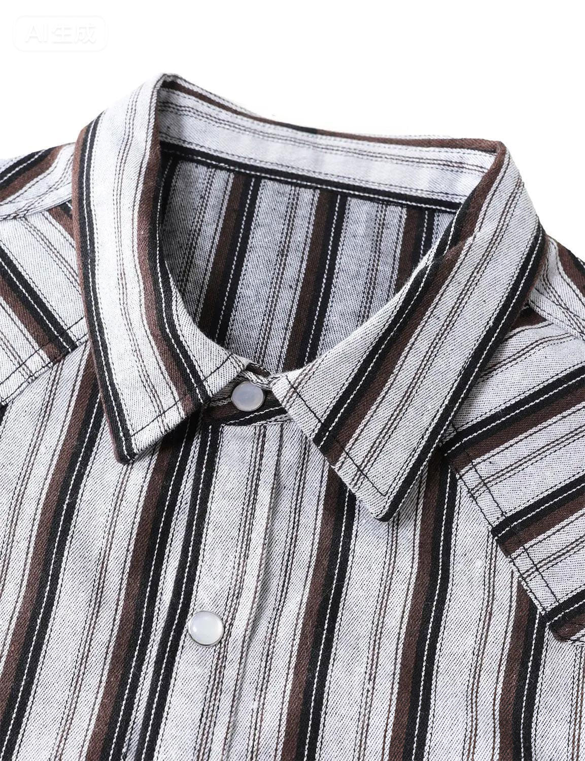 Camisa White a rayas Western Pearl Snap casual Denim para hombre