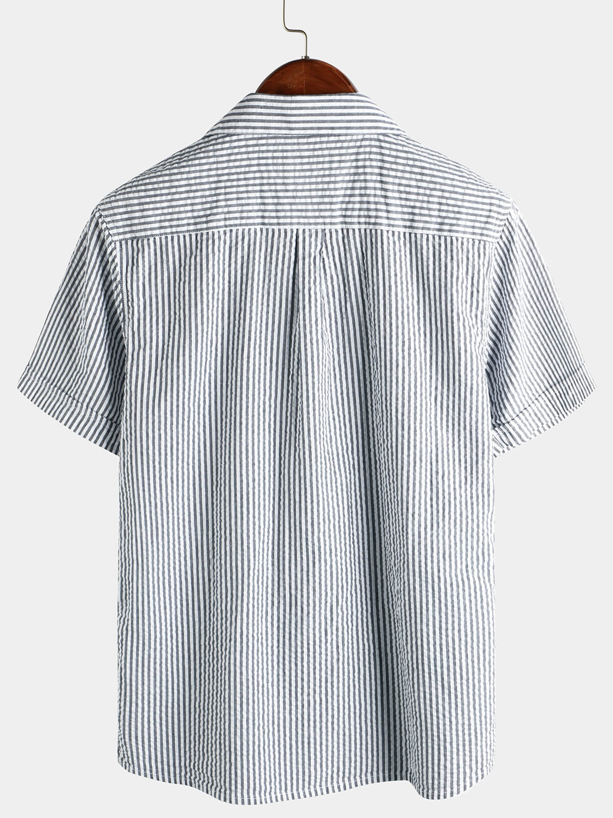 Camisa transpirable a rayas de algodón Button Up Summer Cuban Collar Camp de manga corta Beach para hombre
