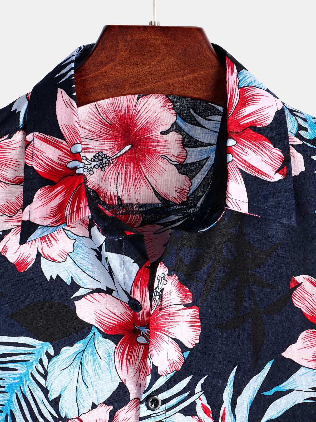 Camisa Hawaii Tropical Plant estampado floral de algodón para hombre