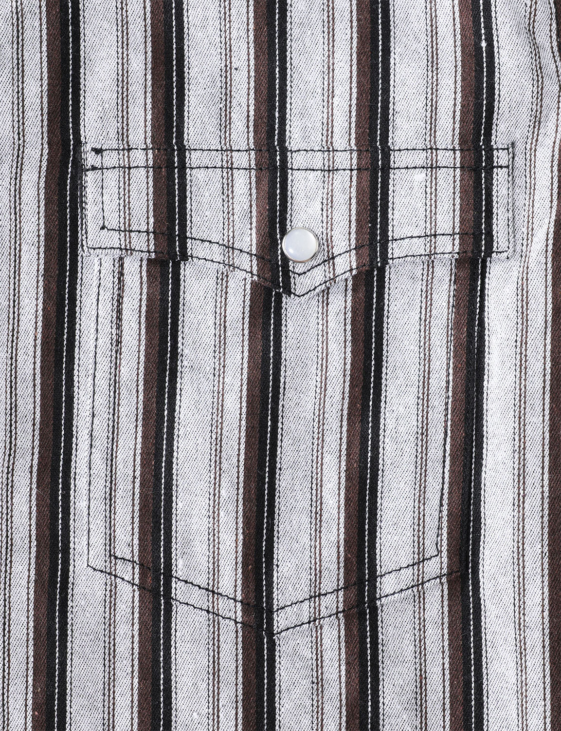 Camisa White a rayas Western Pearl Snap casual Denim para hombre
