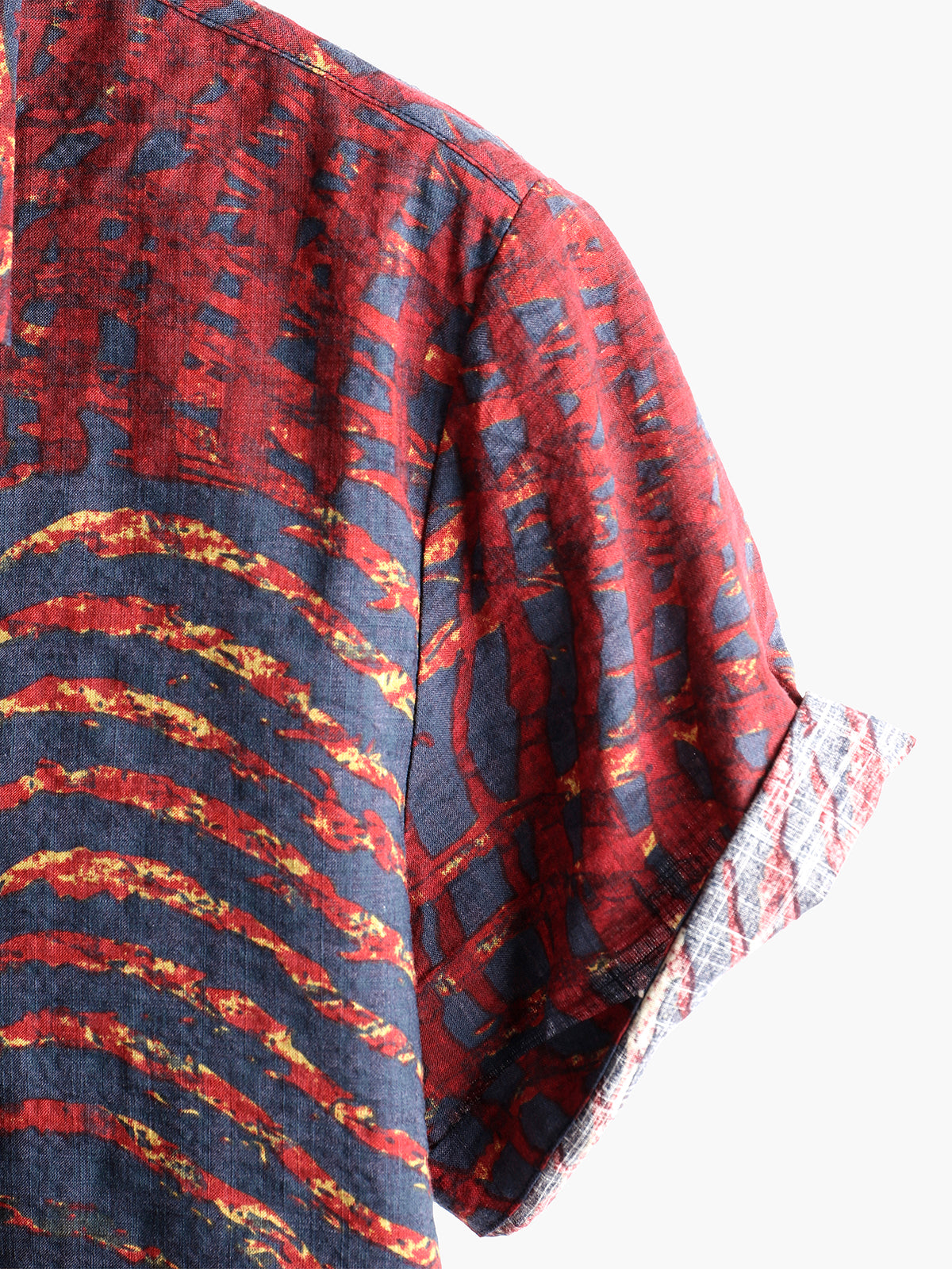 Camisa casual a rayas estampado de manga corta para hombre