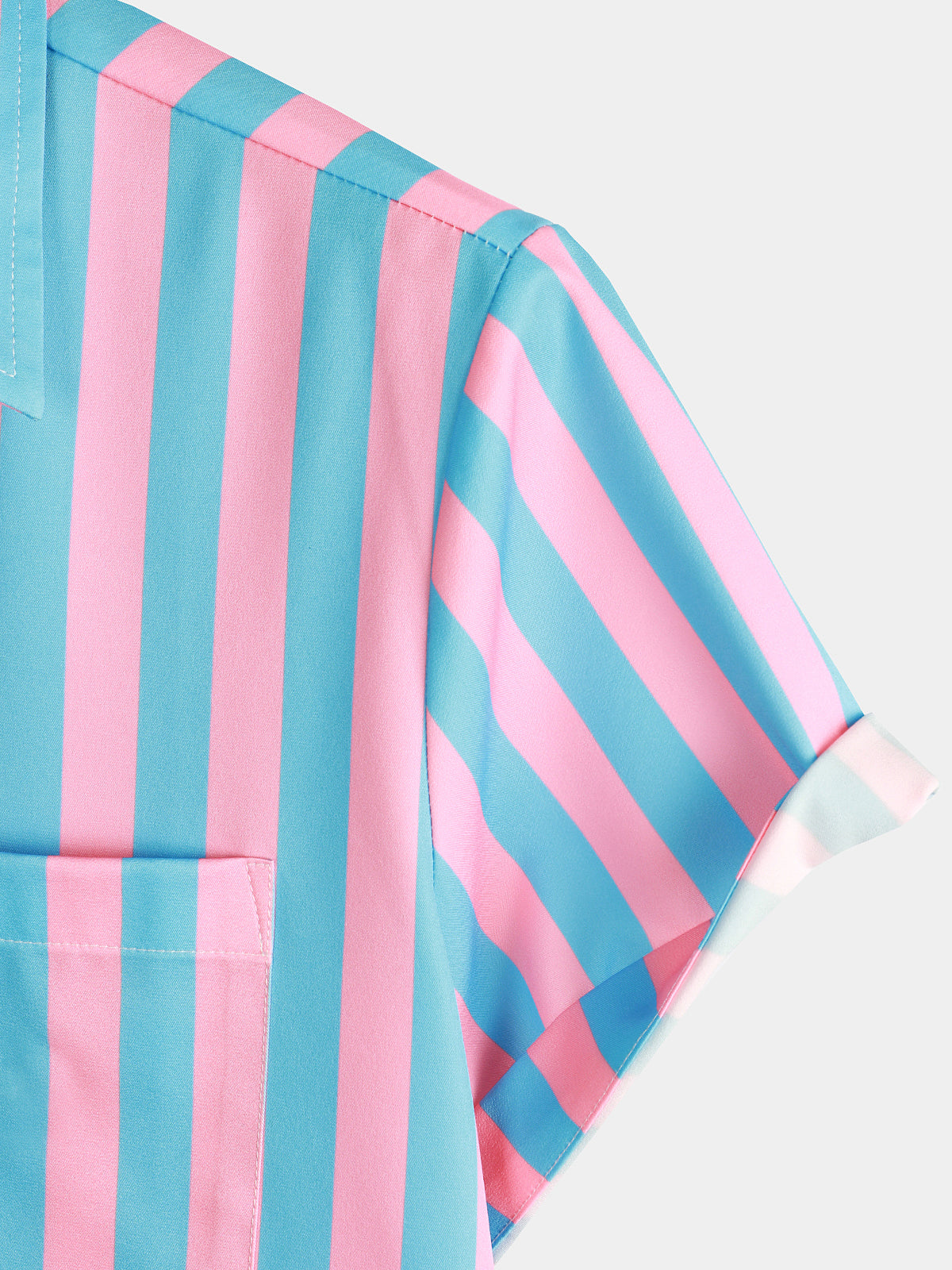 Camisa Flamingo & a rayas estampado Pocket de manga corta para hombre