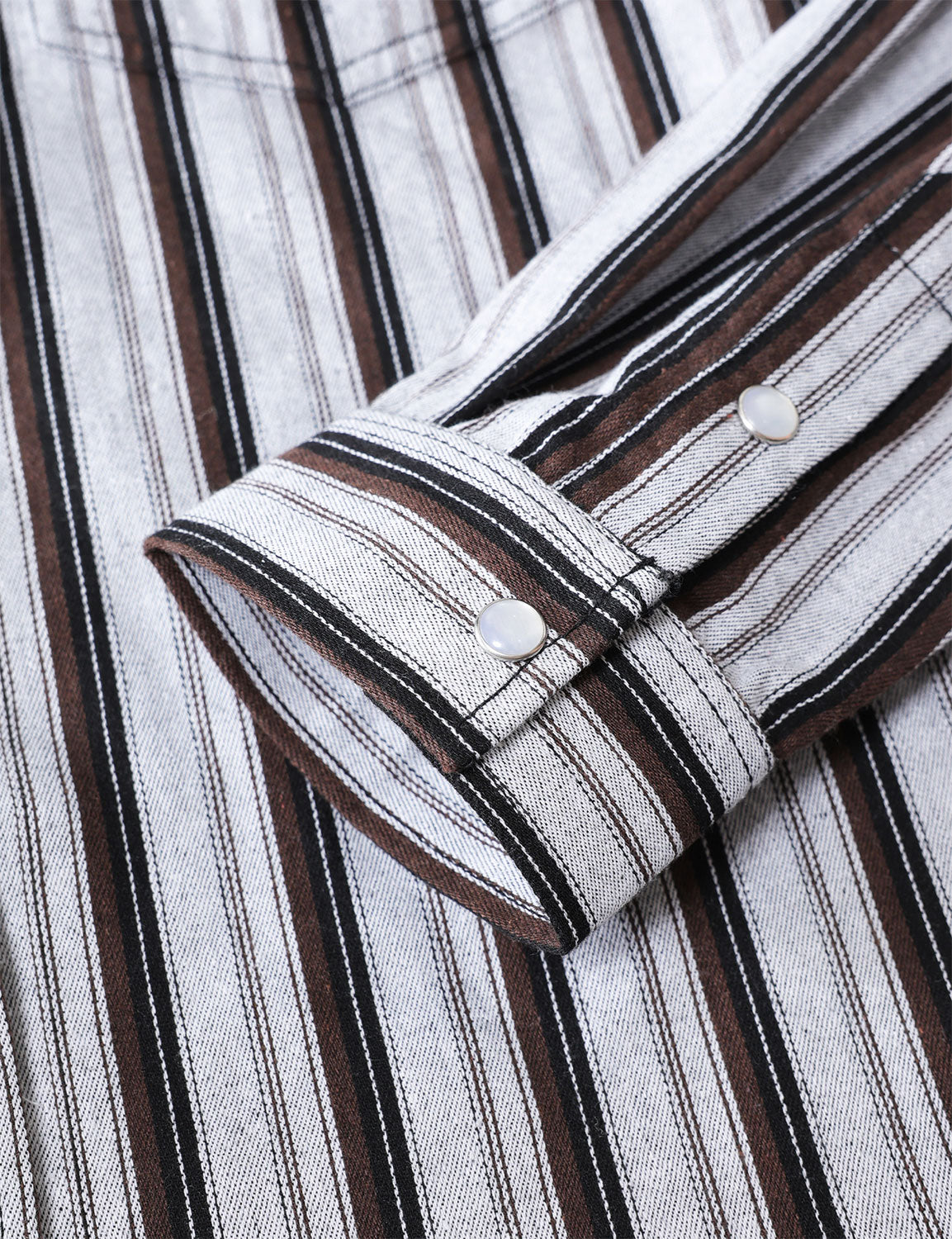 Camisa White a rayas Western Pearl Snap casual Denim para hombre