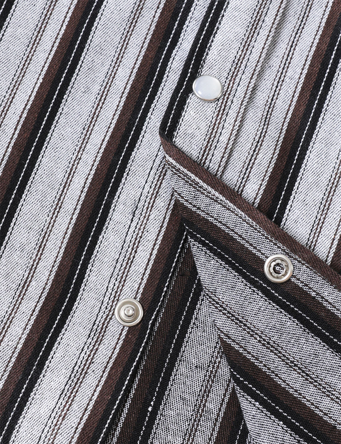 Camisa White a rayas Western Pearl Snap casual Denim para hombre