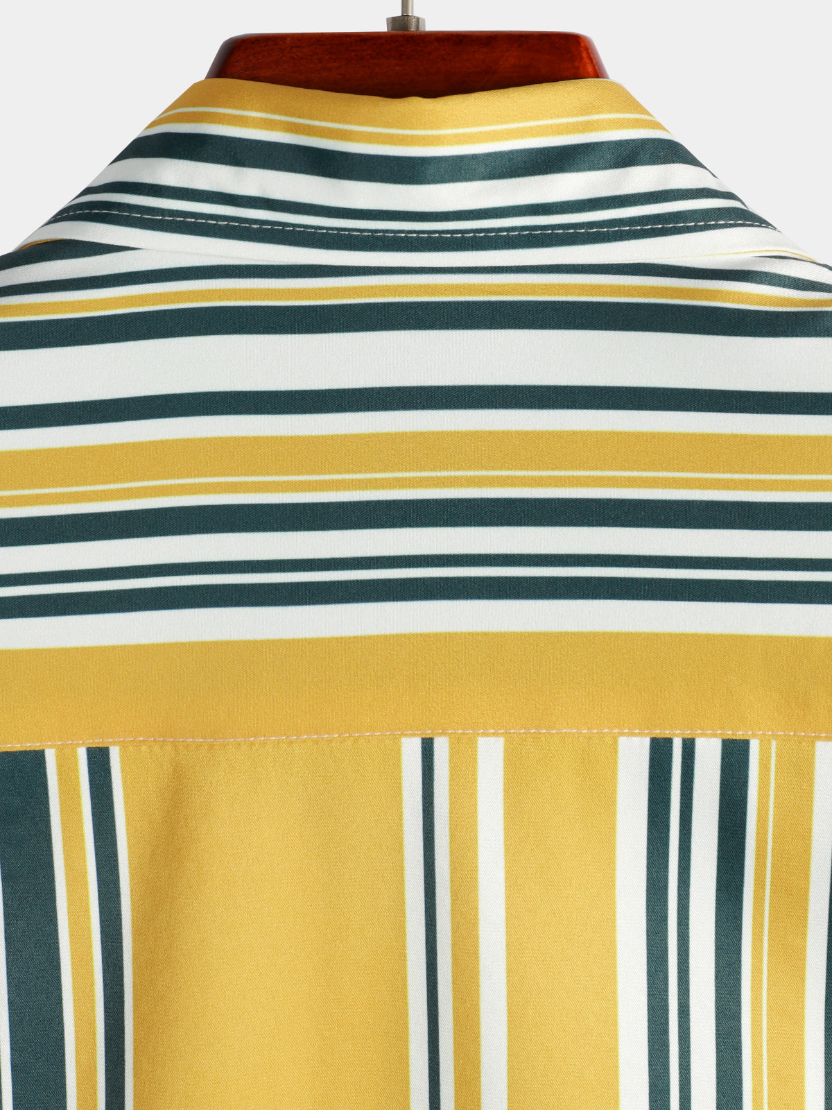 Camisa casual Button Up retro Yellow And Green Vertical a rayas Pocket de manga corta para hombre