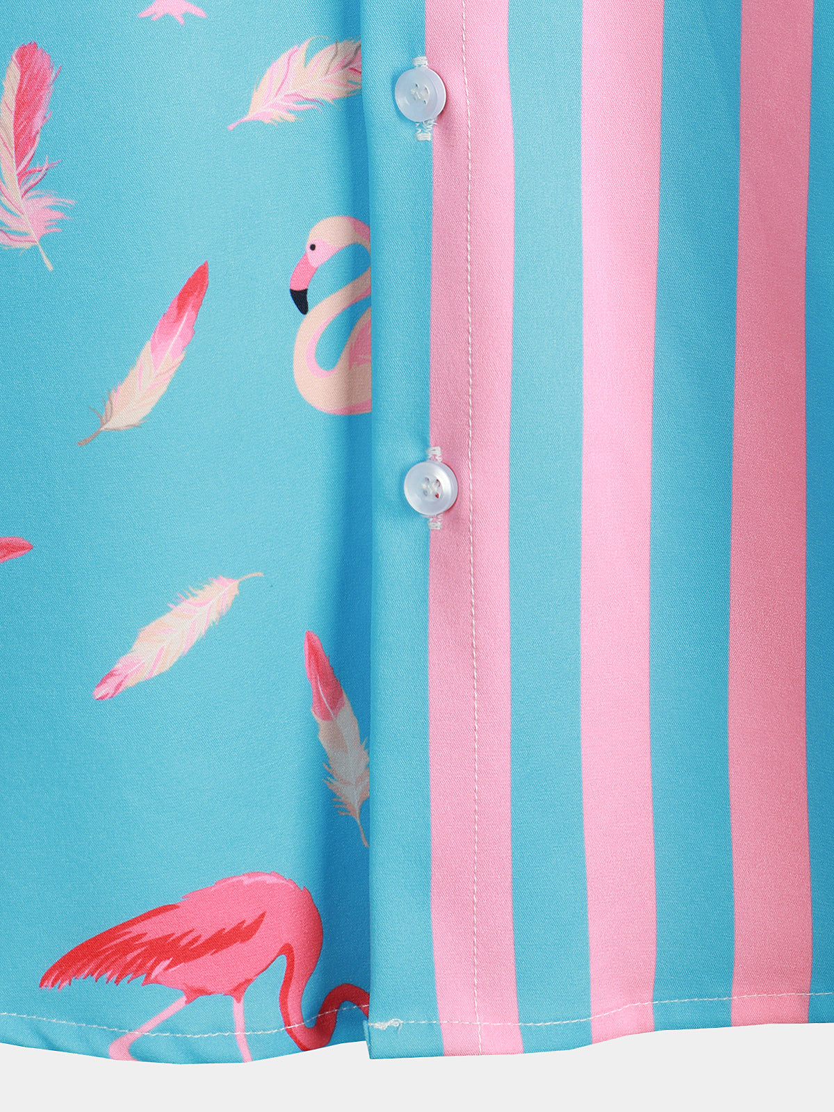 Camisa Flamingo & a rayas estampado Pocket de manga corta para hombre
