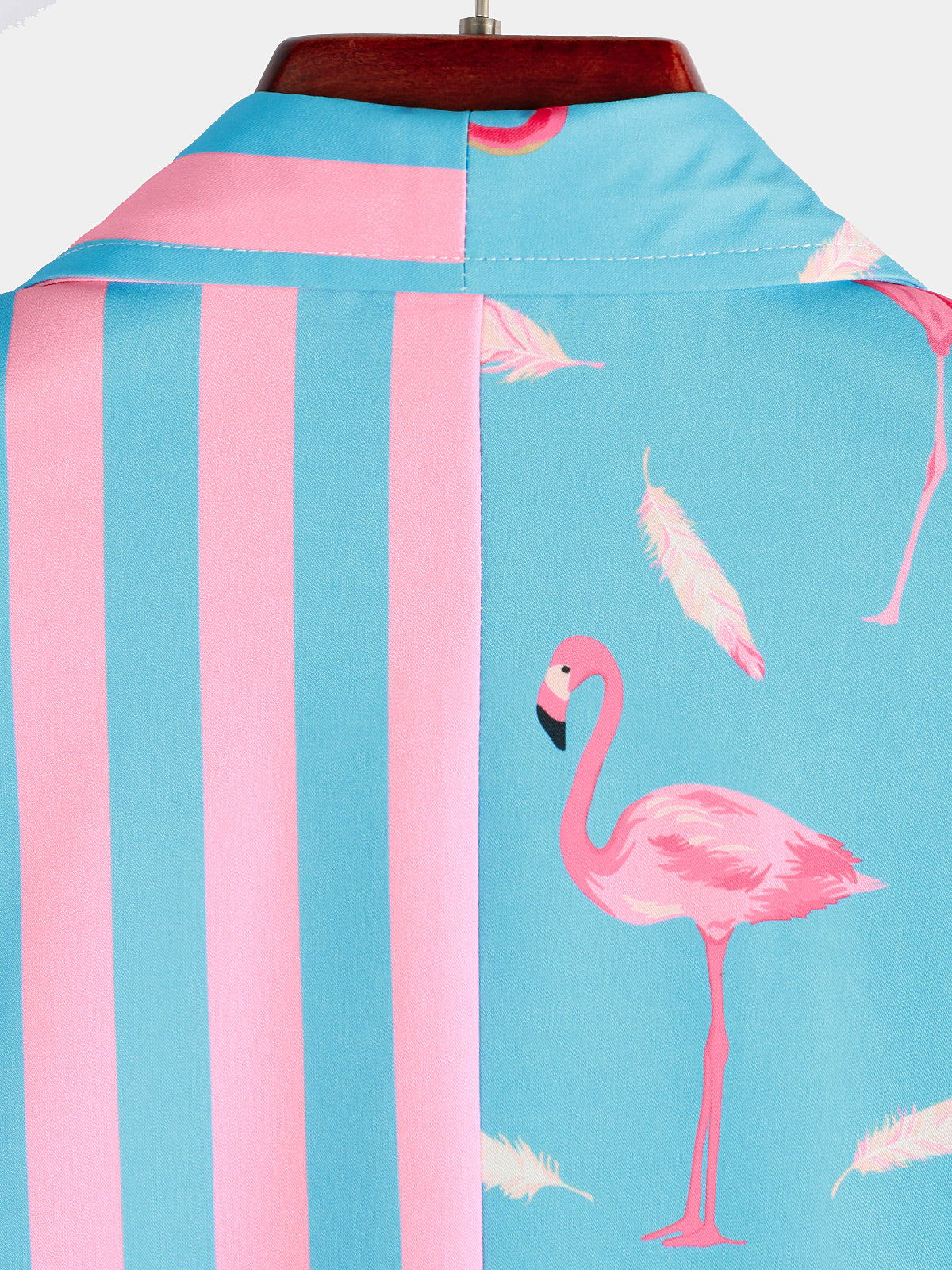 Camisa Flamingo & a rayas estampado Pocket de manga corta para hombre