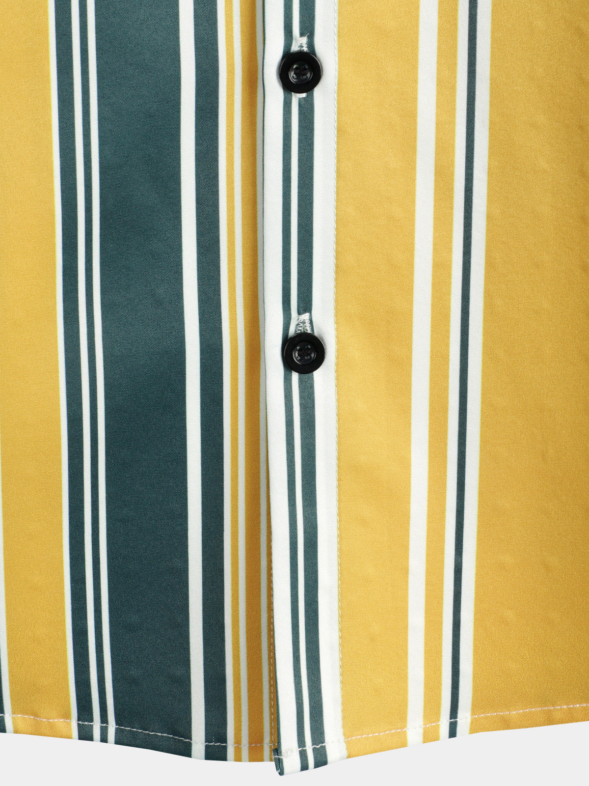 Camisa casual Button Up retro Yellow And Green Vertical a rayas Pocket de manga corta para hombre
