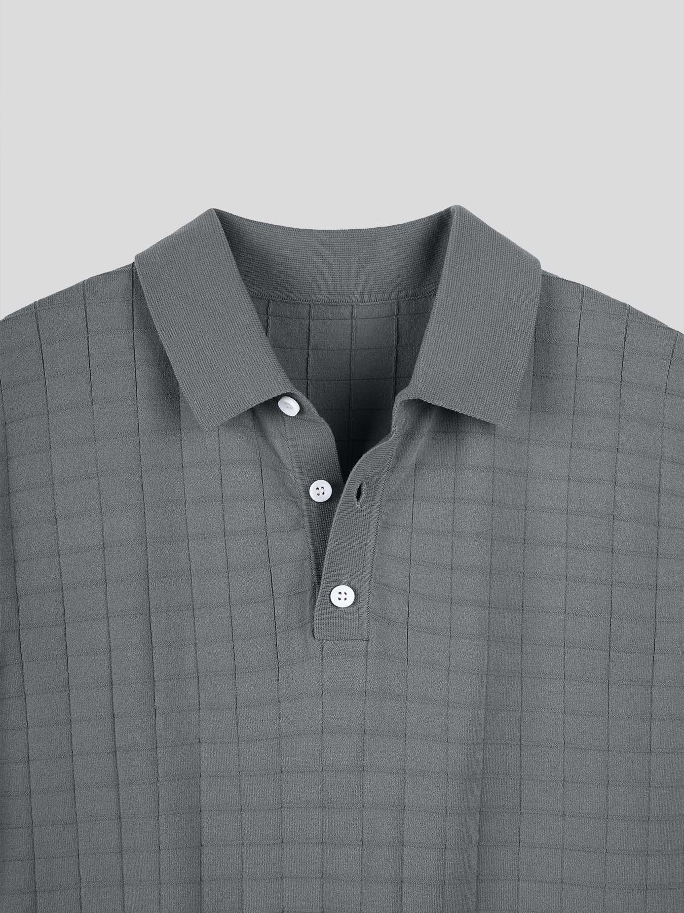 Gentletejido Checkered de manga corta tejidoted Polo