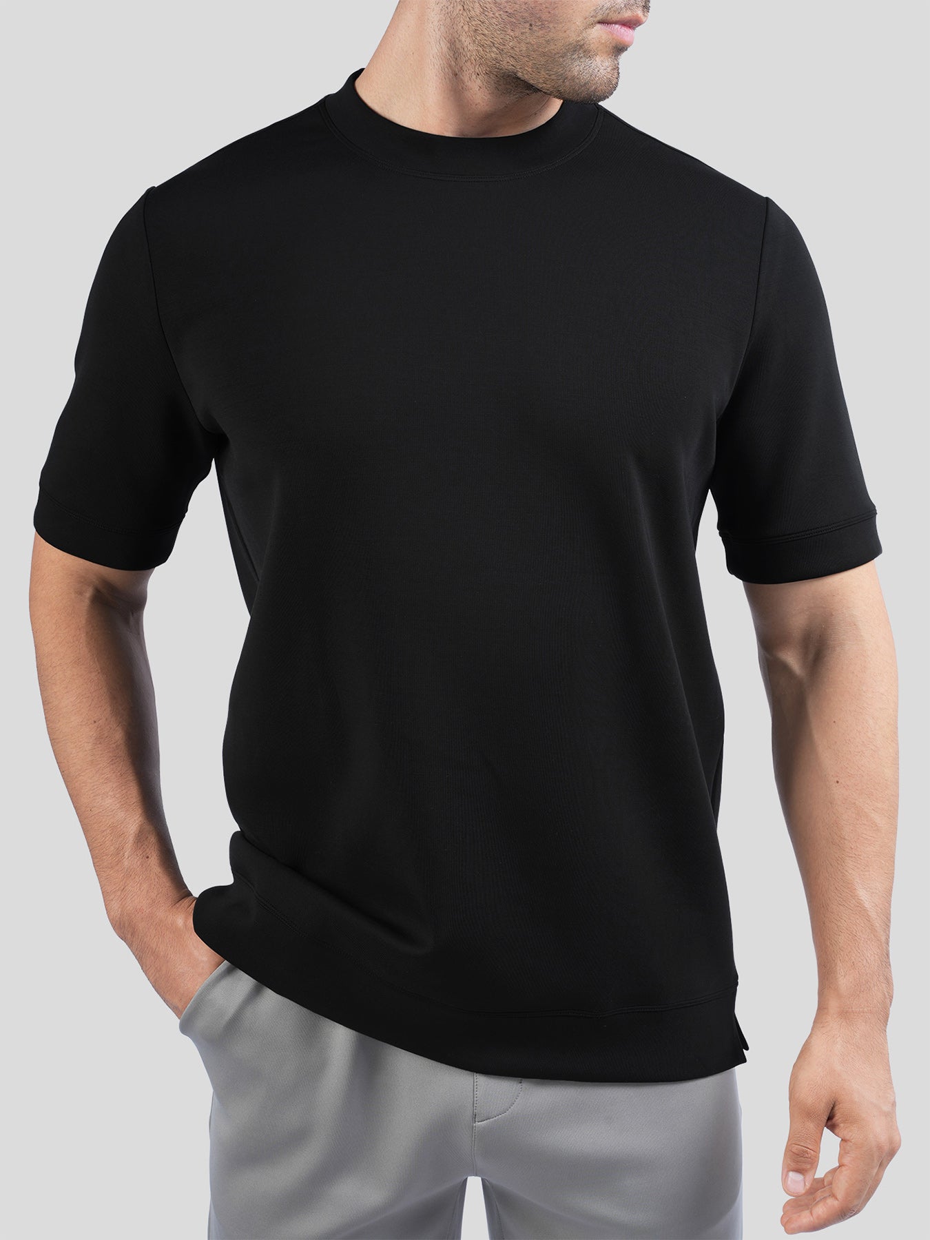 Modal Blend de manga corta Tee:de corte entallado