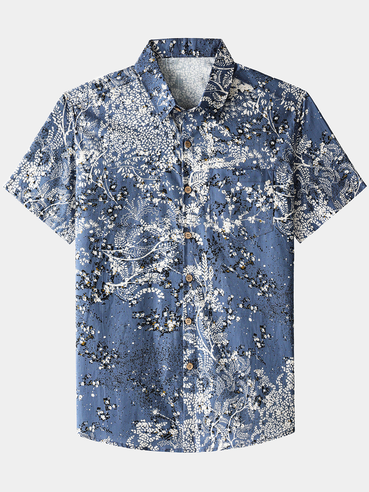 Camisa Artistic floral estampado de manga corta Button Up transpirable Cool casual para hombre