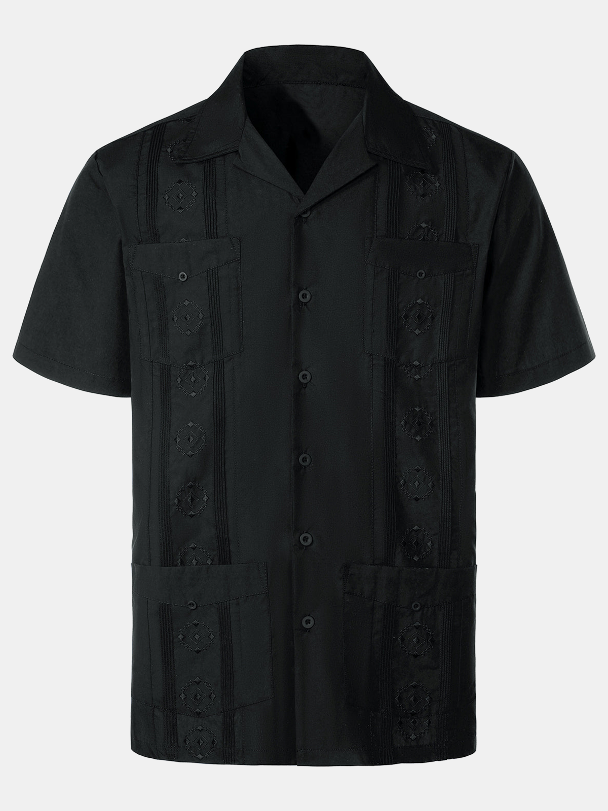 Camisa casual Summer Pocket de manga corta Button Up Cuban Guayabera para hombre