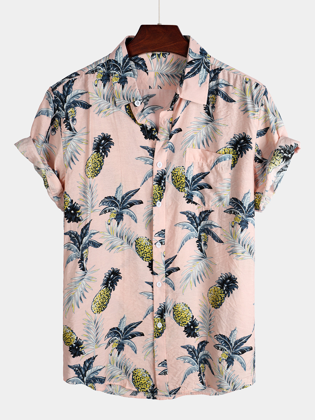 Holiday Pink Pineapple de manga corta Pockecamiseta para hombre