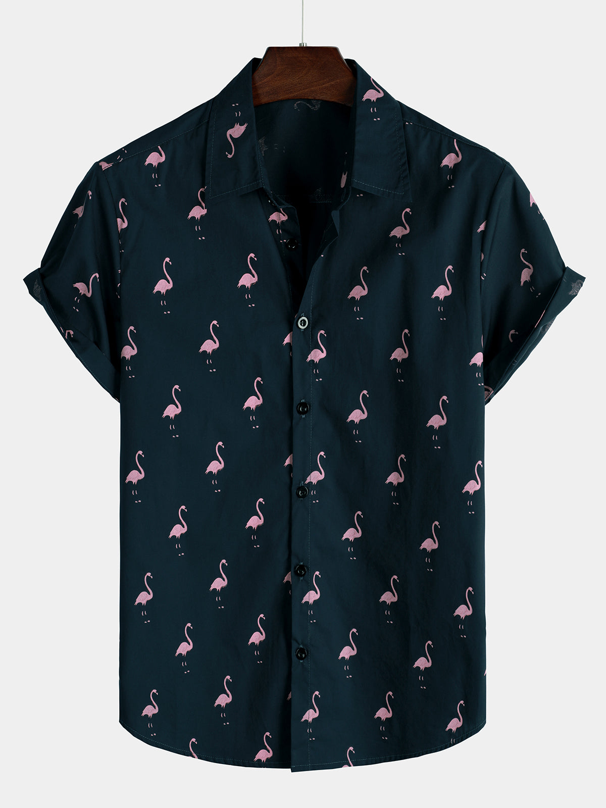 Camisa Tropical Flamingo Animal Button Up casual Hawaiian Holiday de manga corta para hombre