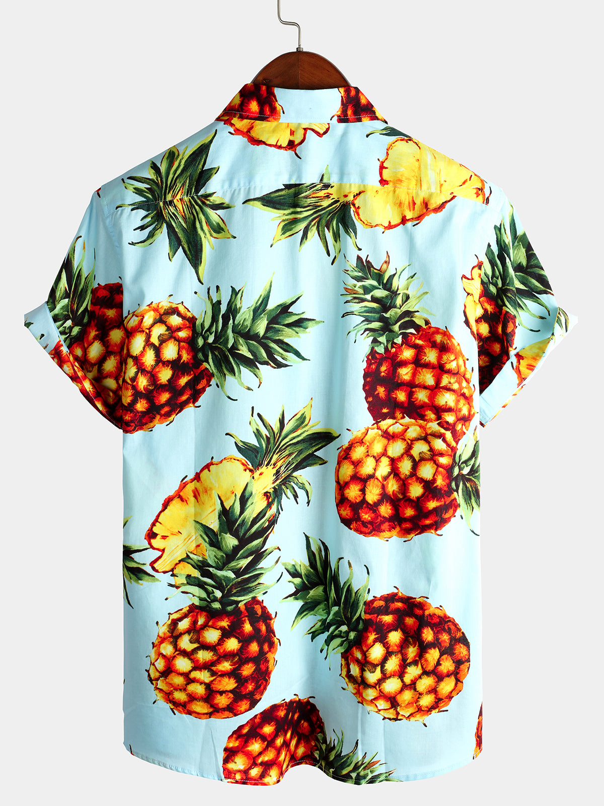 Camisa Pineapple estampado Holiday Pocket de algodón para hombre