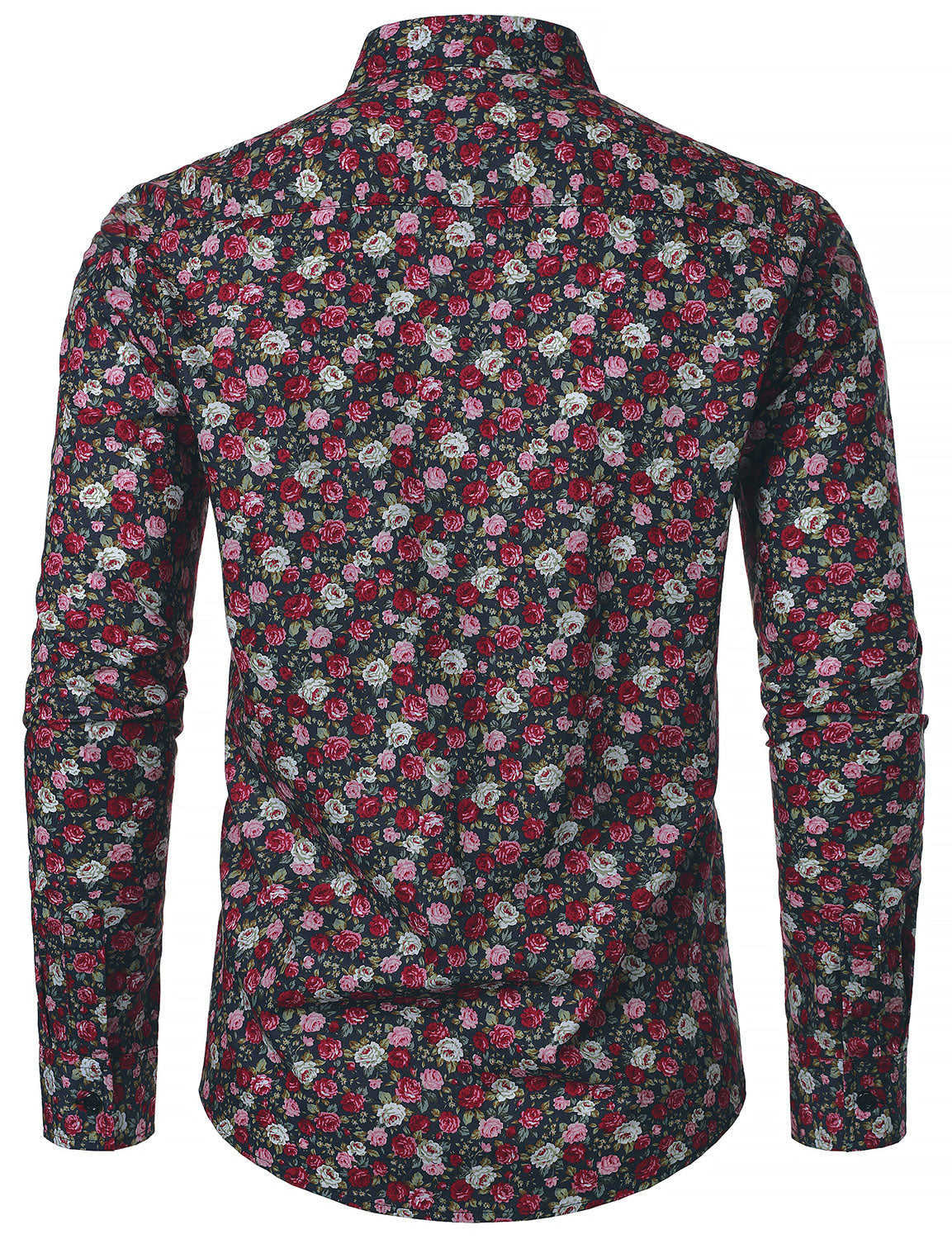 70s transpirable de algodón de manga larga floral Princamiseta para hombre