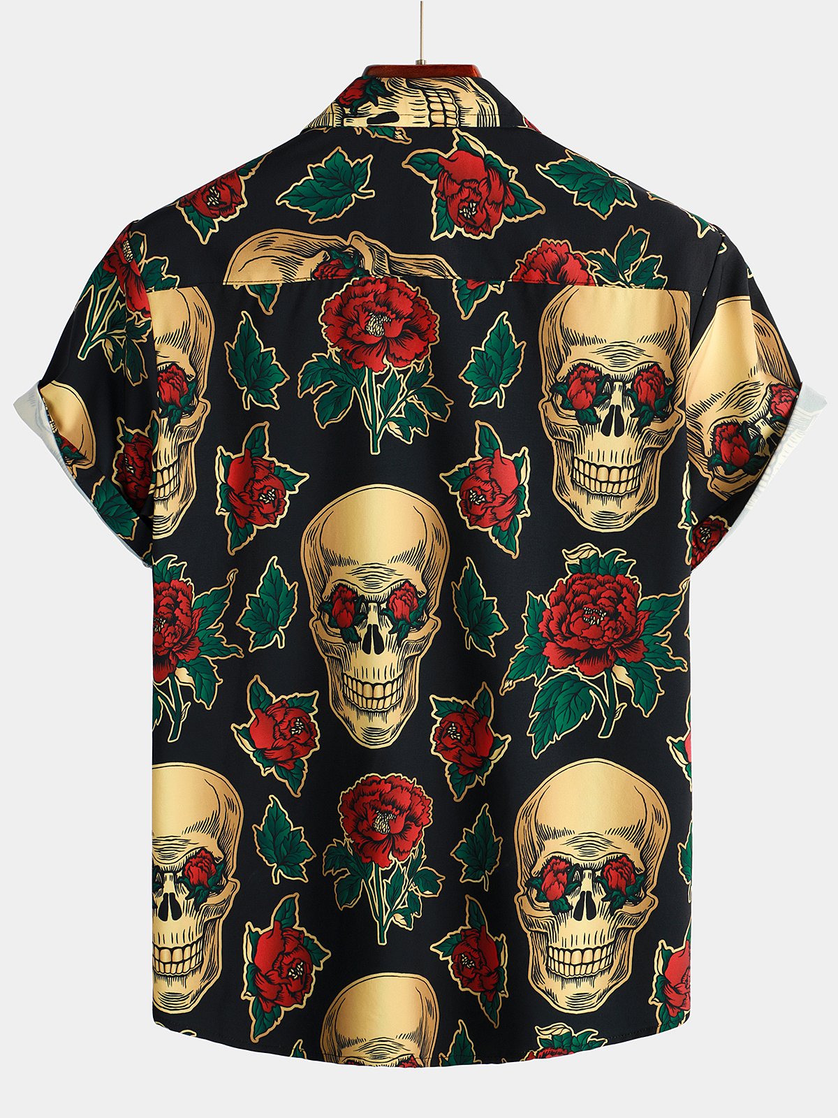 Camisa Pink Funny Skull estampado de manga corta para hombre
