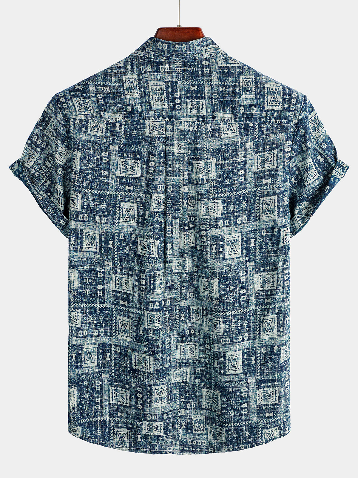 Camisa casual retro Holiday Pocket de manga corta para hombre