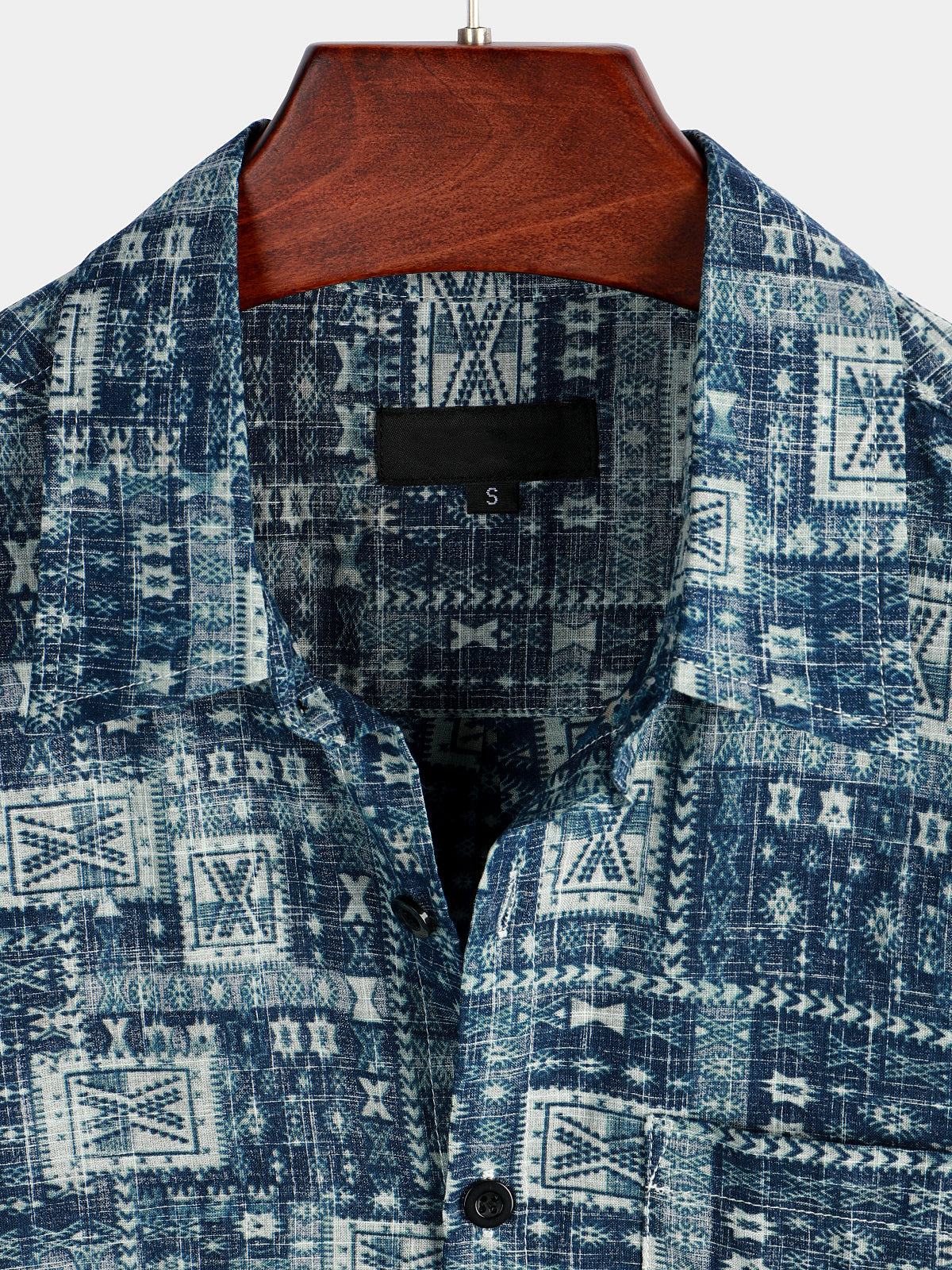 Camisa casual retro Holiday Pocket de manga corta para hombre