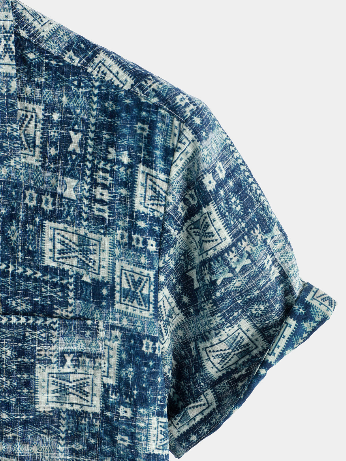Camisa casual retro Holiday Pocket de manga corta para hombre
