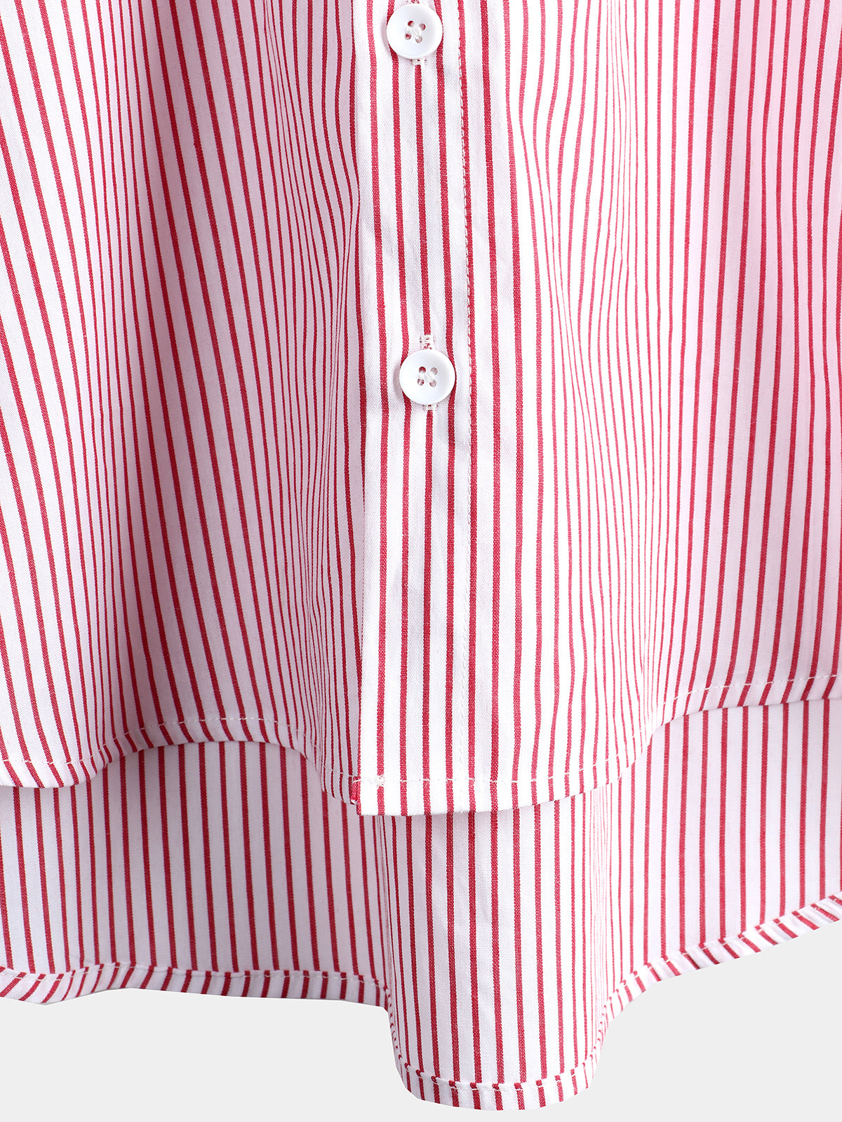 Camisa de algodón a rayas Stand Collar de manga corta para hombre