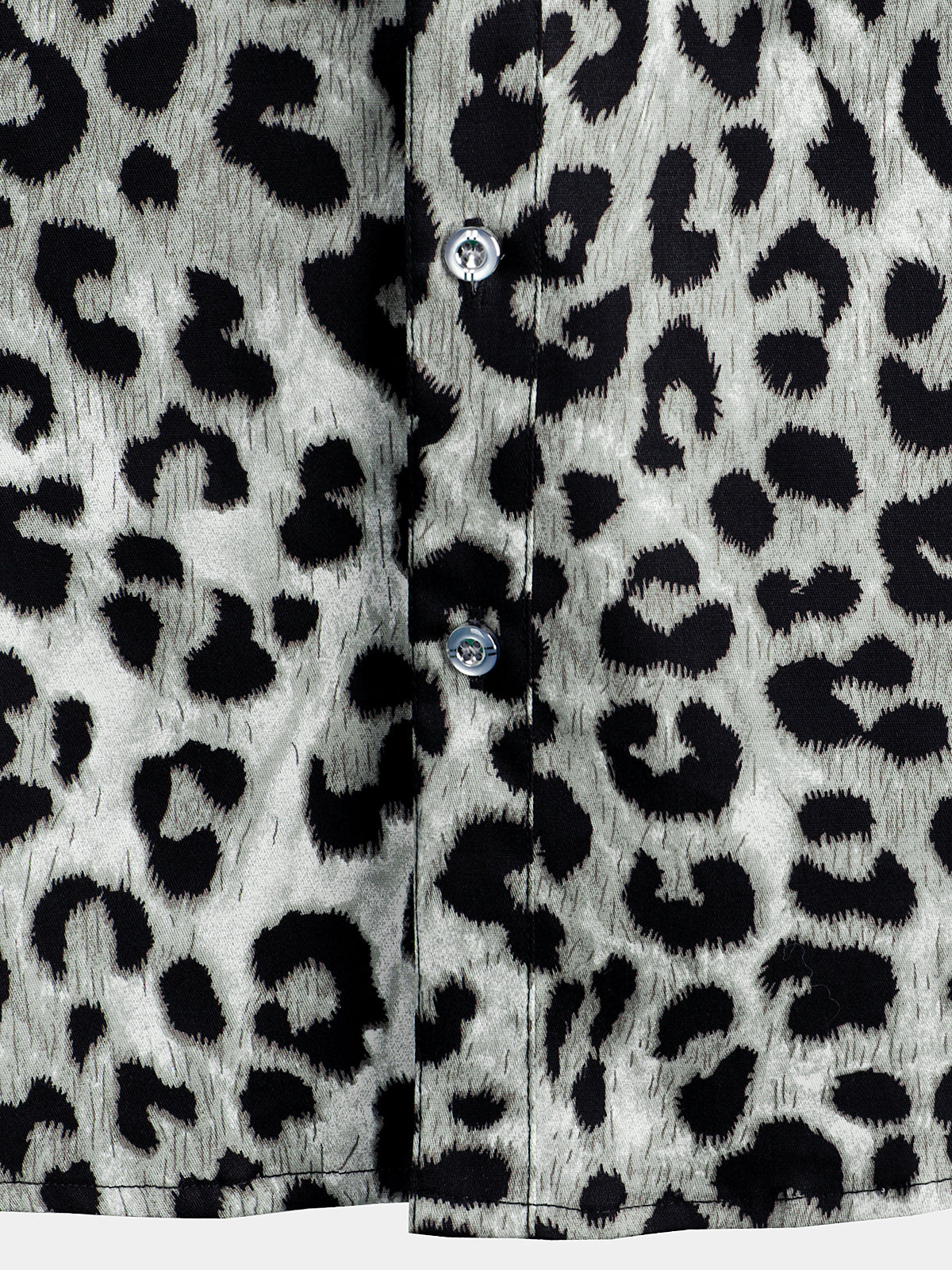 Camisa de algodón casual White Leopard Animal estampado Cheetah Rock Button Up de manga corta para hombre