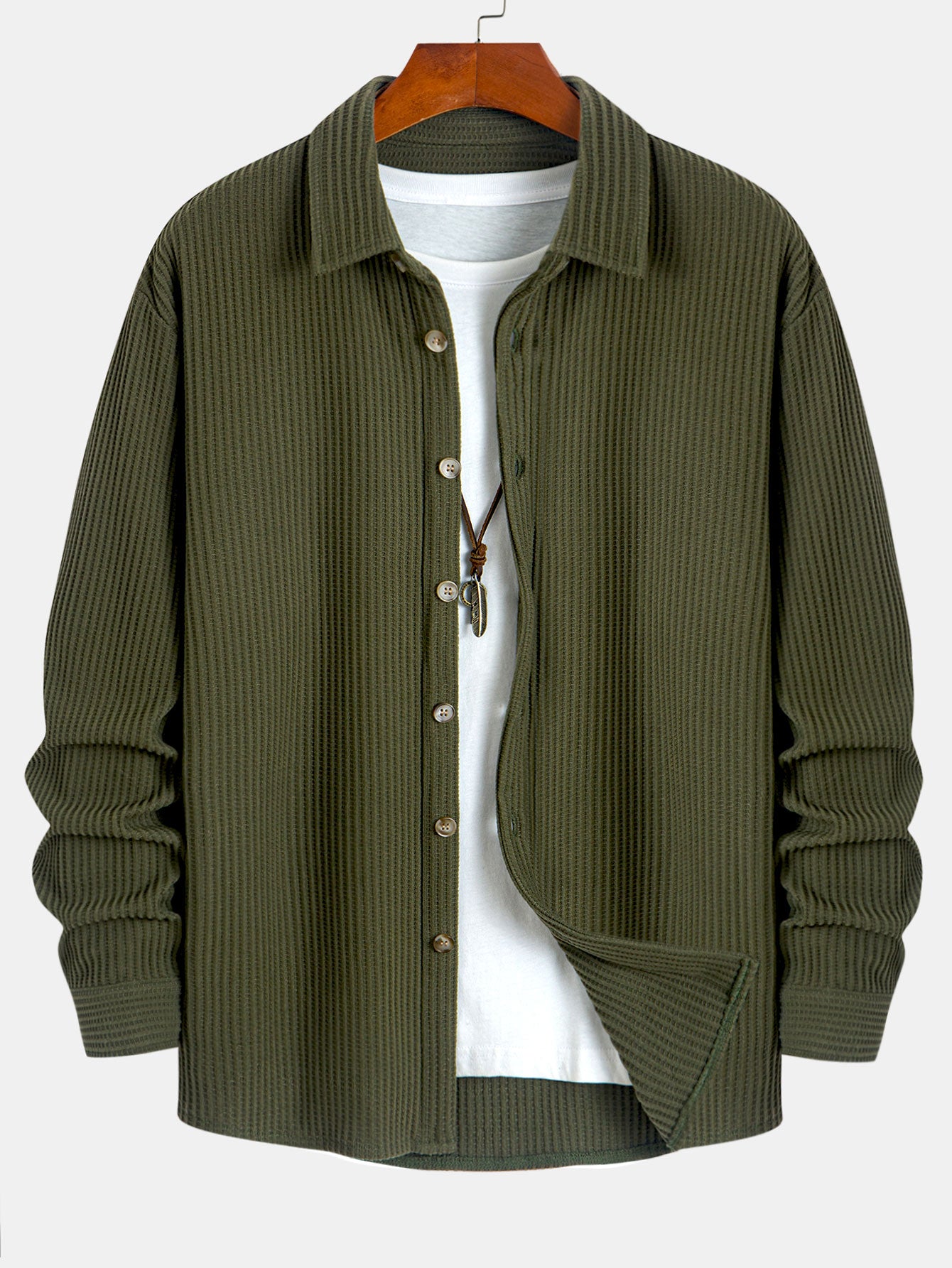 Camisa de manga larga Waffle Button Up