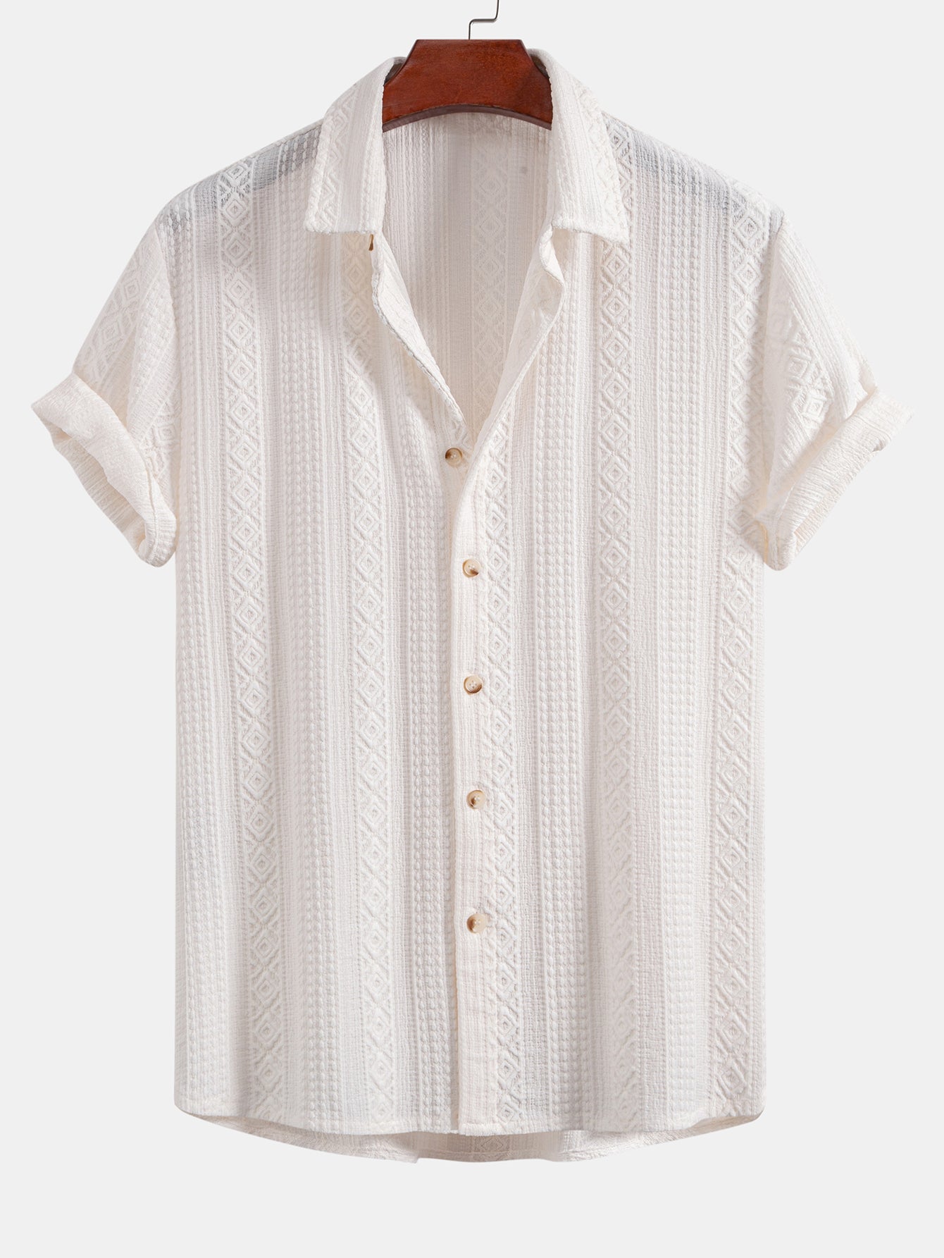 Camisa Geometric Jacquard Button Up