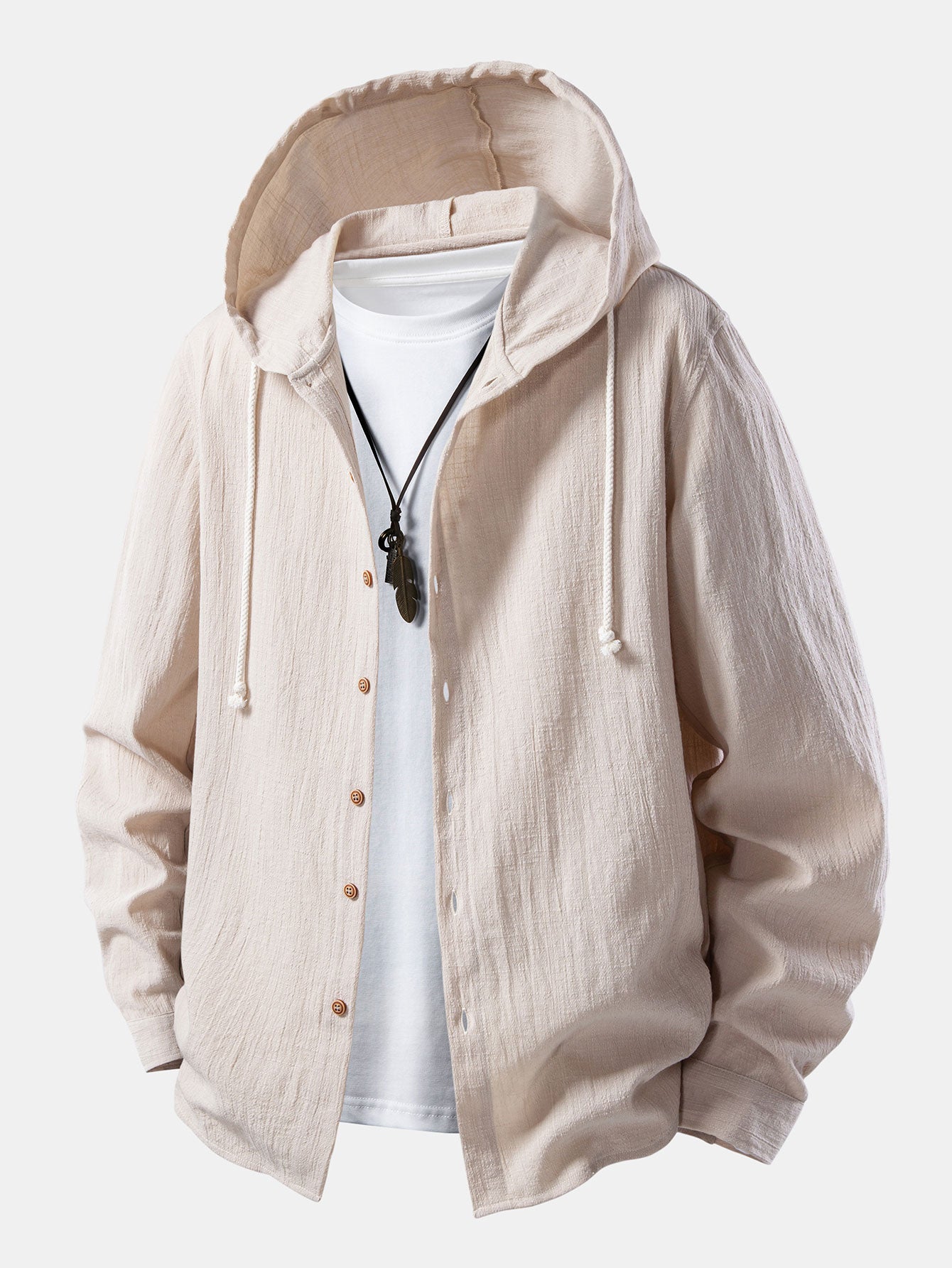Camisa de lino Look Textured Hooded