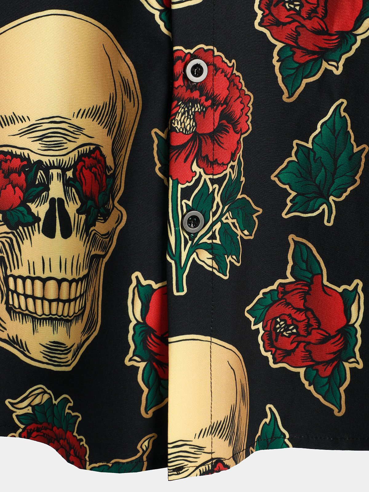 Camisa Gold Skull Rose estampado de manga corta para hombre