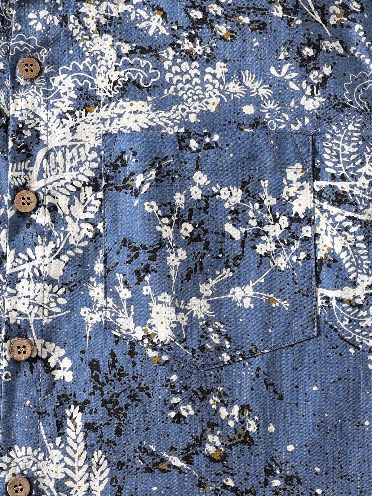 Camisa Artistic floral estampado de manga corta Button Up transpirable Cool casual para hombre