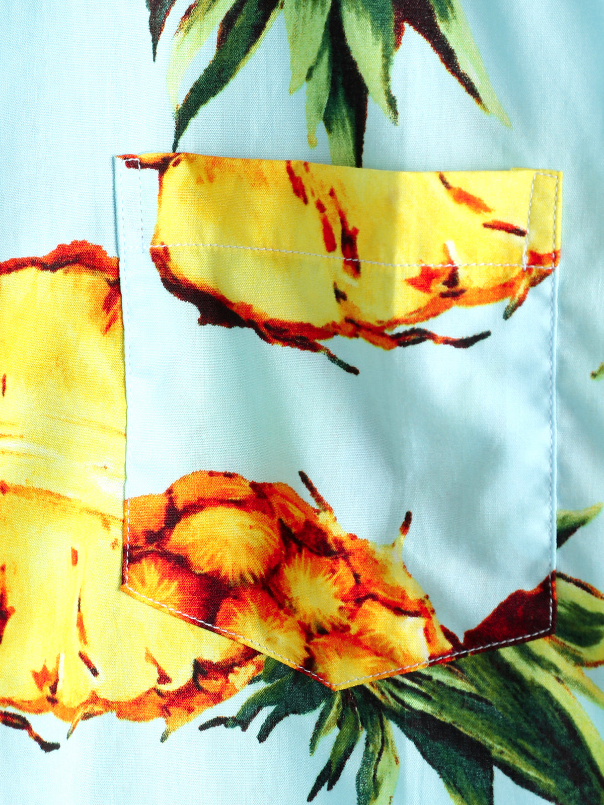 Camisa Pineapple estampado Holiday Pocket de algodón para hombre