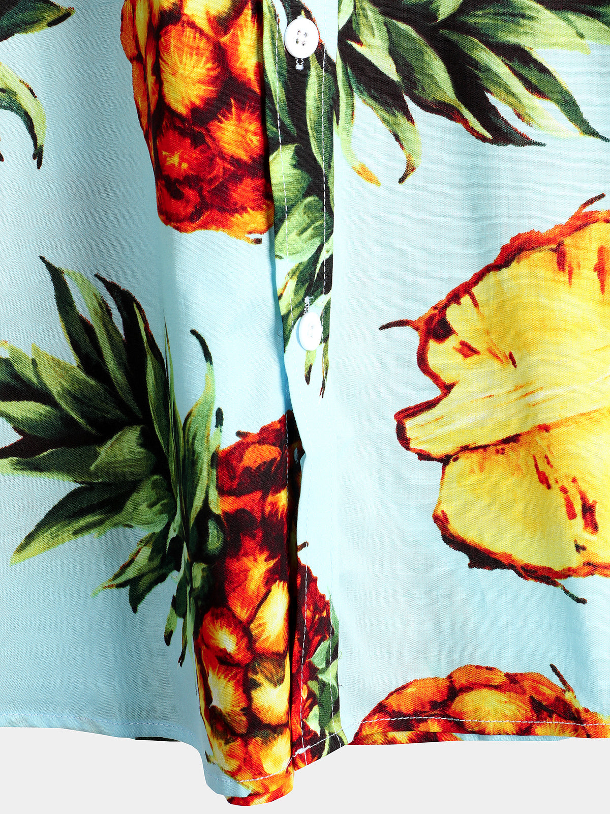 Camisa Pineapple estampado Holiday Pocket de algodón para hombre