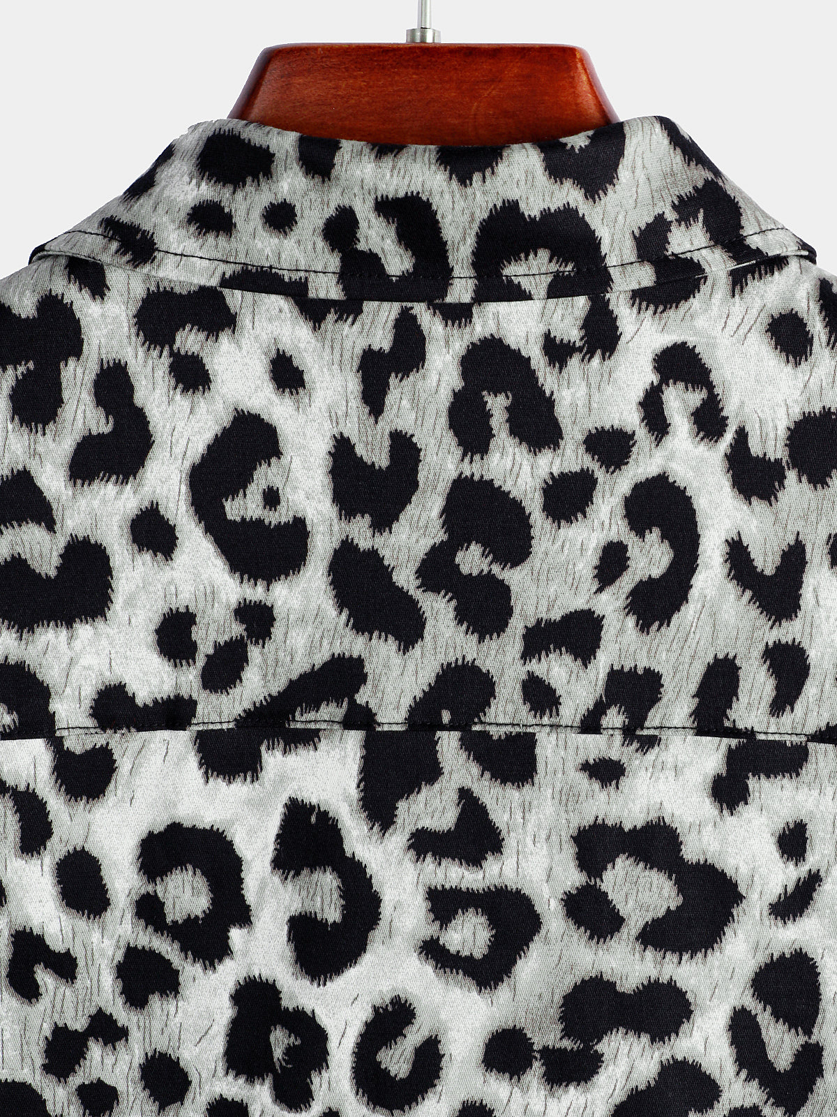 Camisa de algodón casual White Leopard Animal estampado Cheetah Rock Button Up de manga corta para hombre