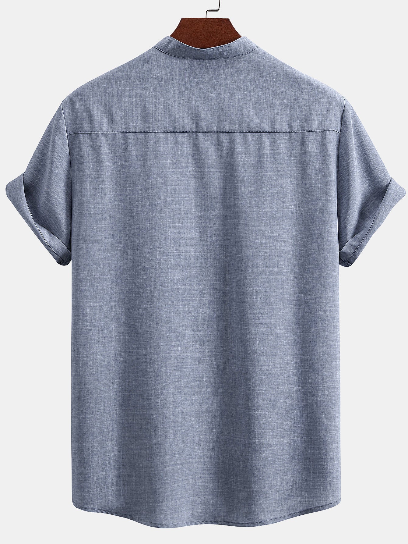 Camisa de manga corta Stand Collar
