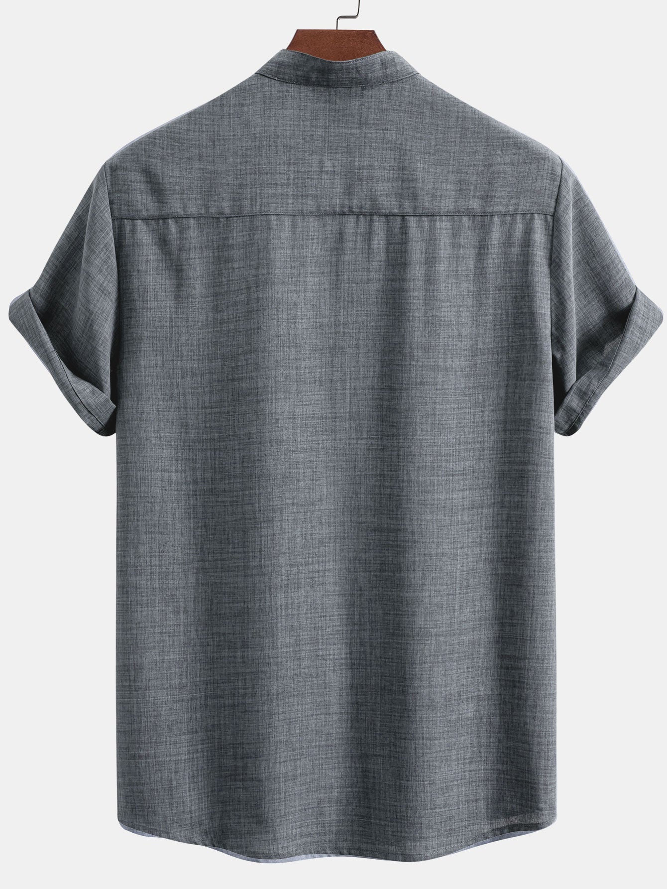 Camisa de manga corta Stand Collar