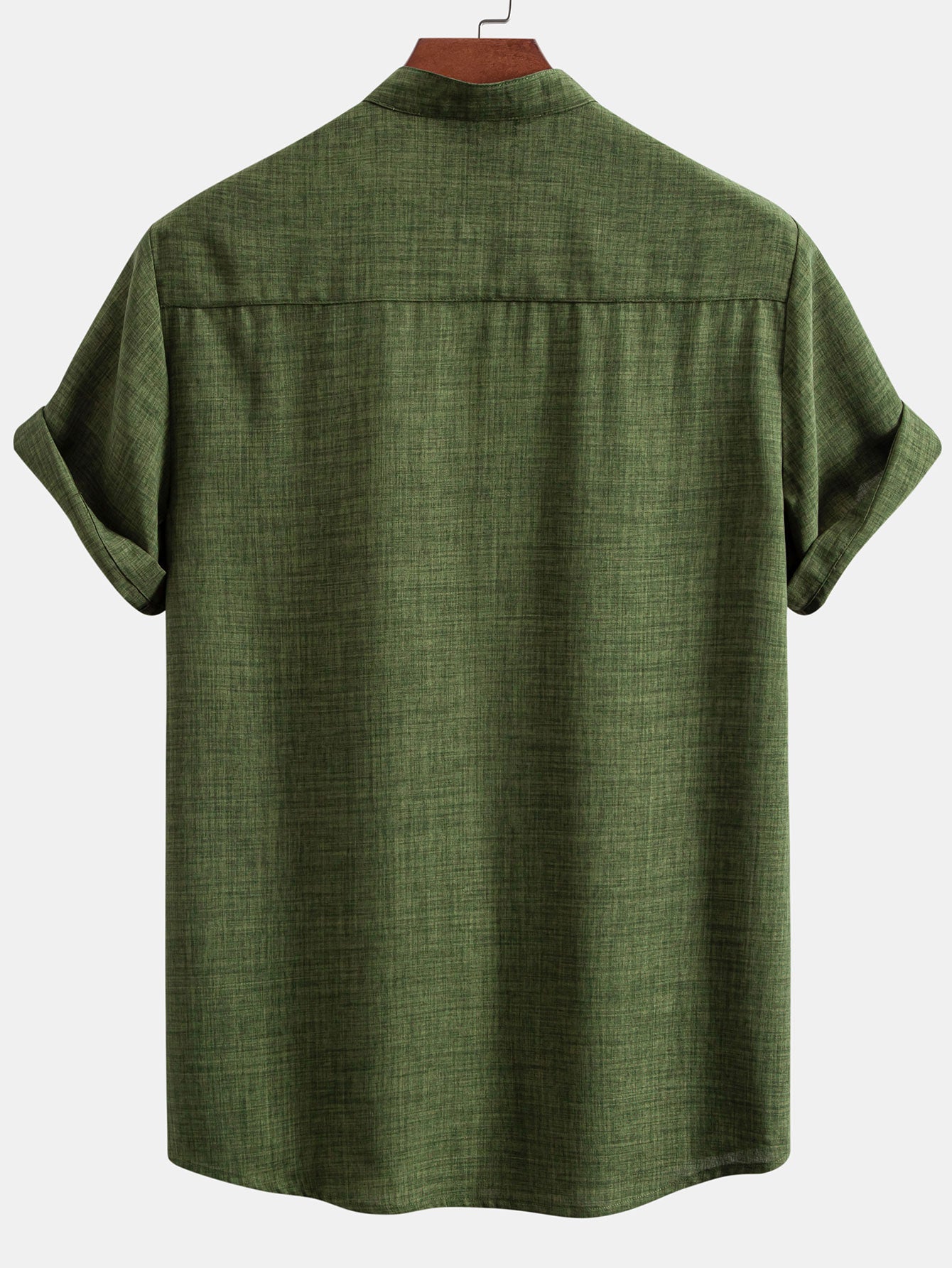 Camisa de manga corta Stand Collar