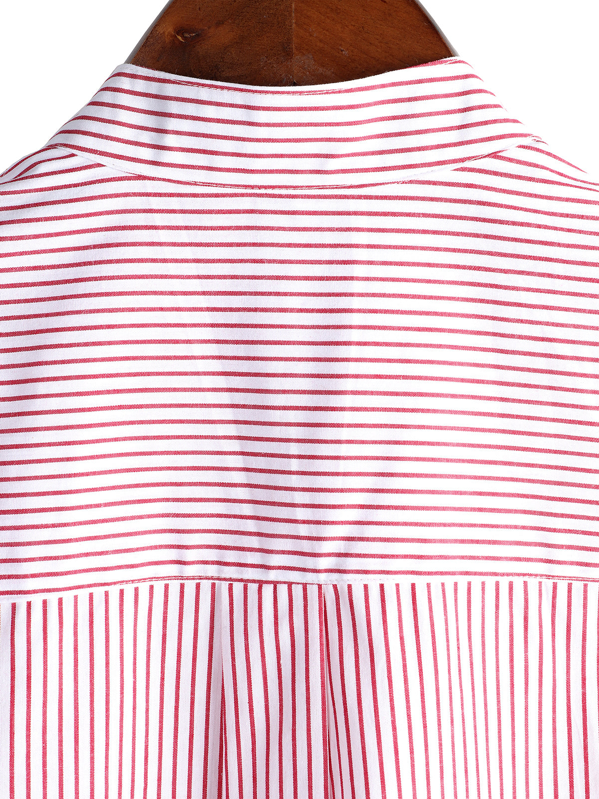 Camisa de algodón a rayas Stand Collar de manga corta para hombre
