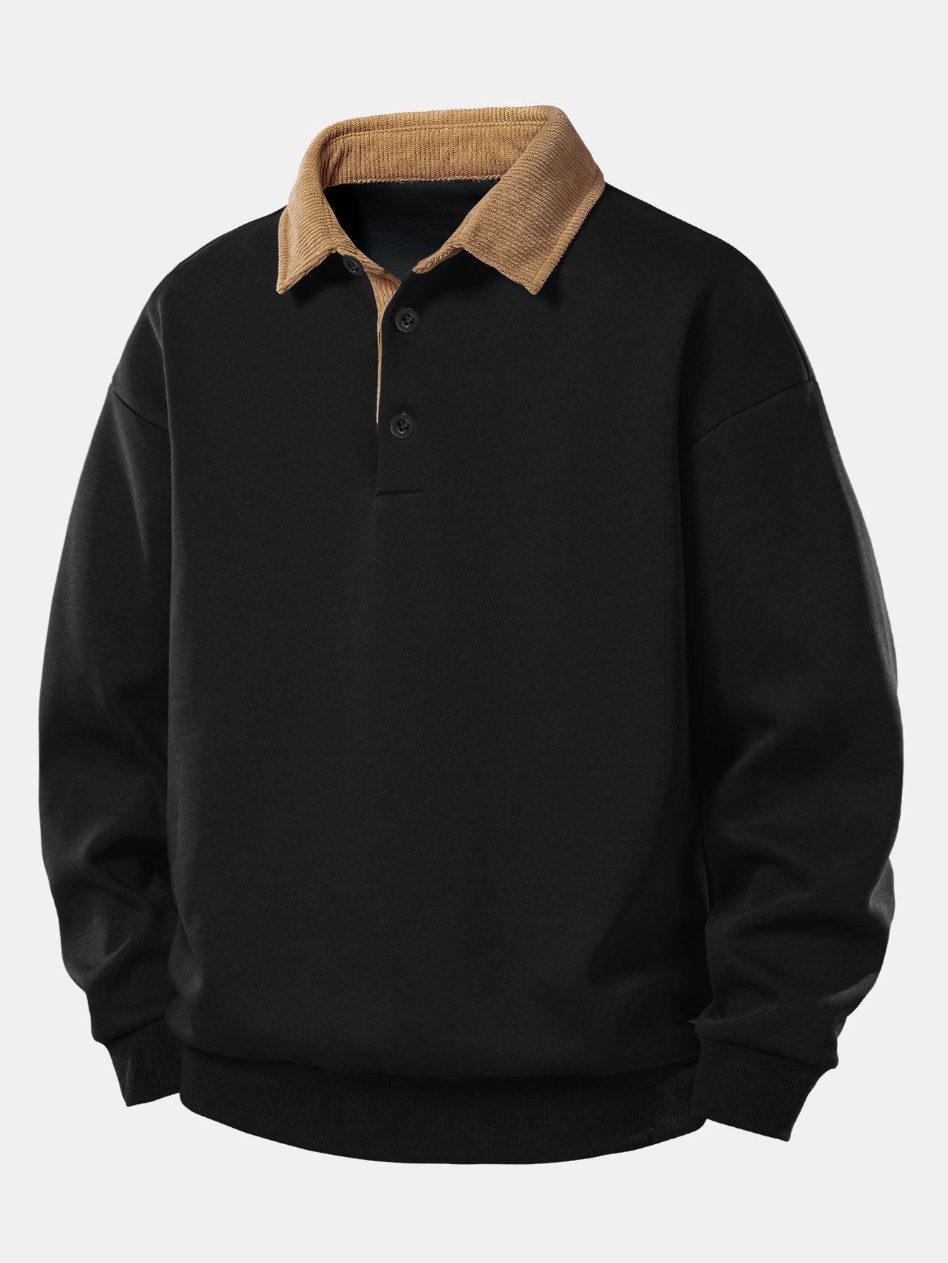 Sudadera Relax Fit Contrast Corduroy Polo Collar & Straight Leg Corduroy pantalón